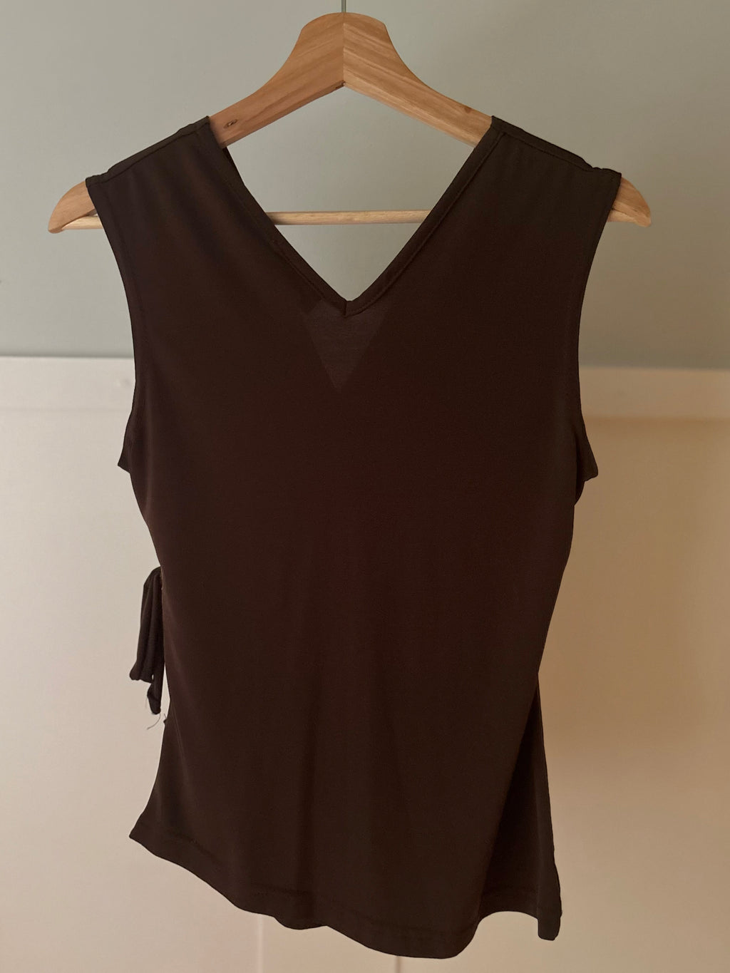1990s Brown Wrap Top with Bow