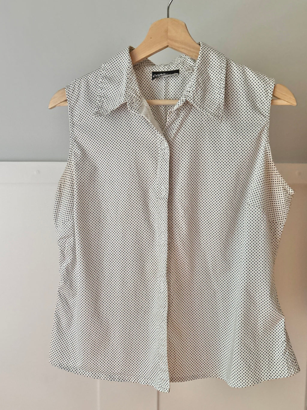 1990s Soft Cotton Polka Dot Sleeveless Blouse