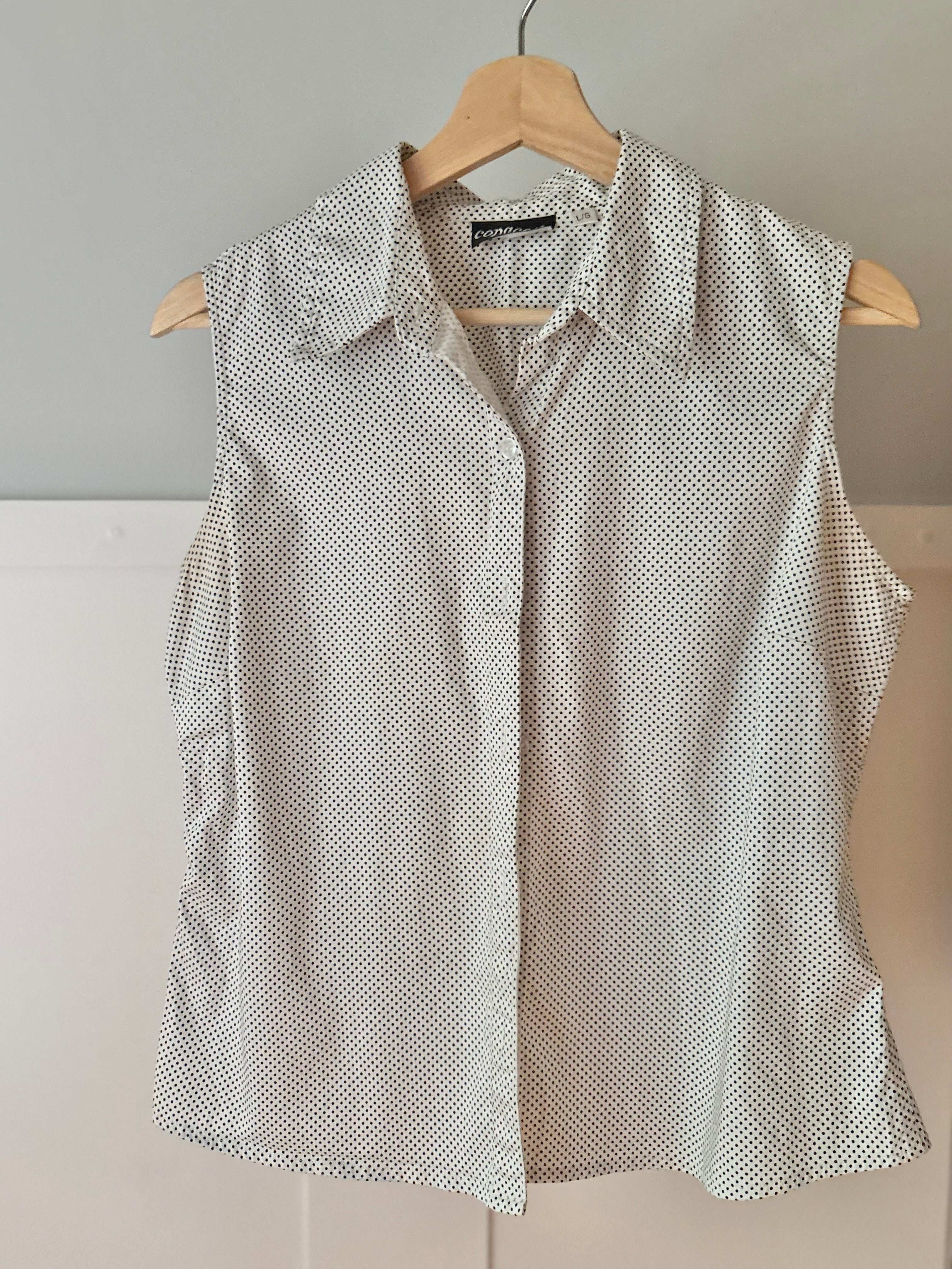 1990s Soft Cotton Polka Dot Sleeveless Blouse