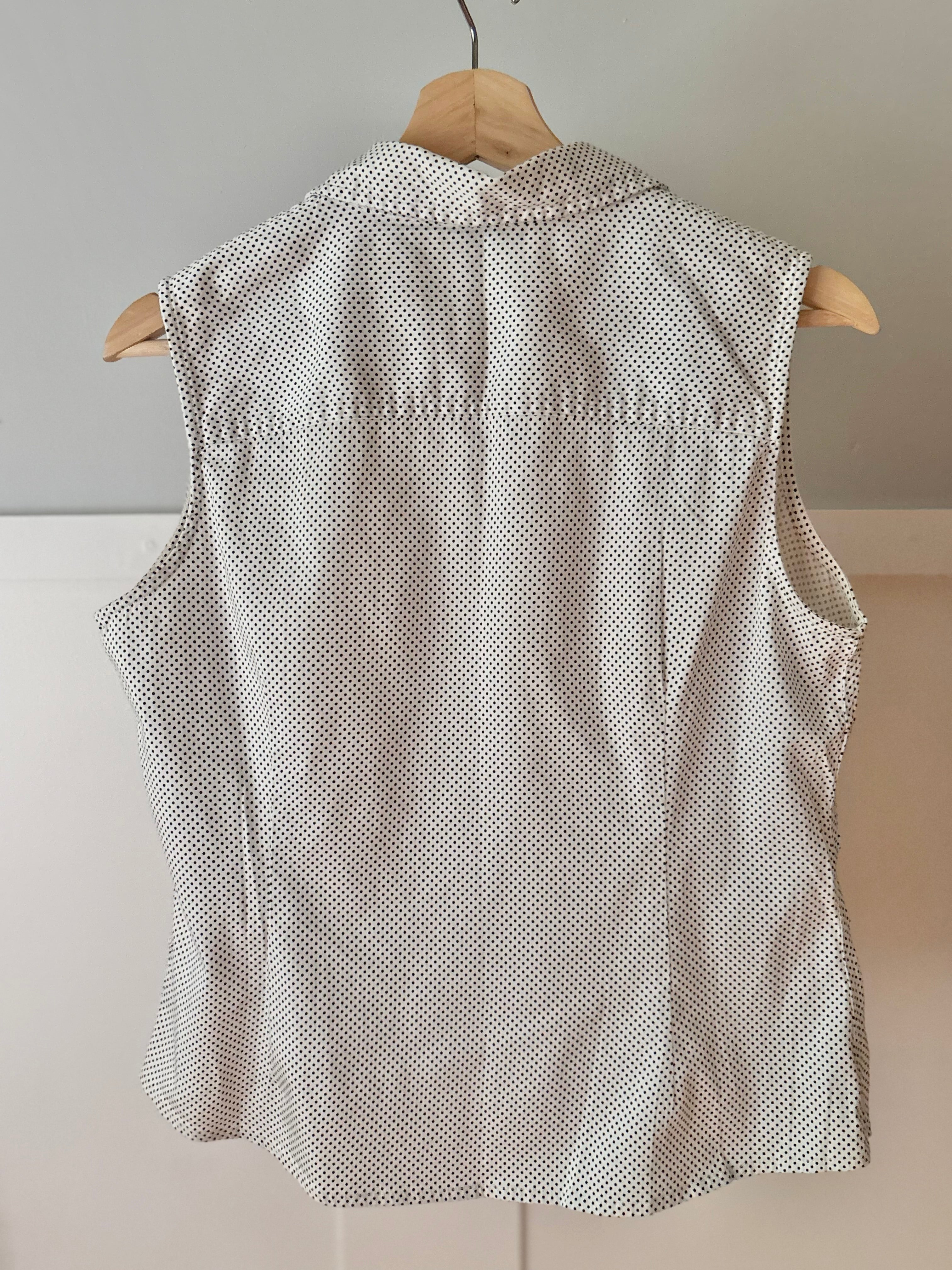1990s Soft Cotton Polka Dot Sleeveless Blouse