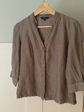 Y2K Linen Mocha Pinstriped Blouse