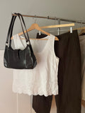 Y2K White Linen Top with Embroidery