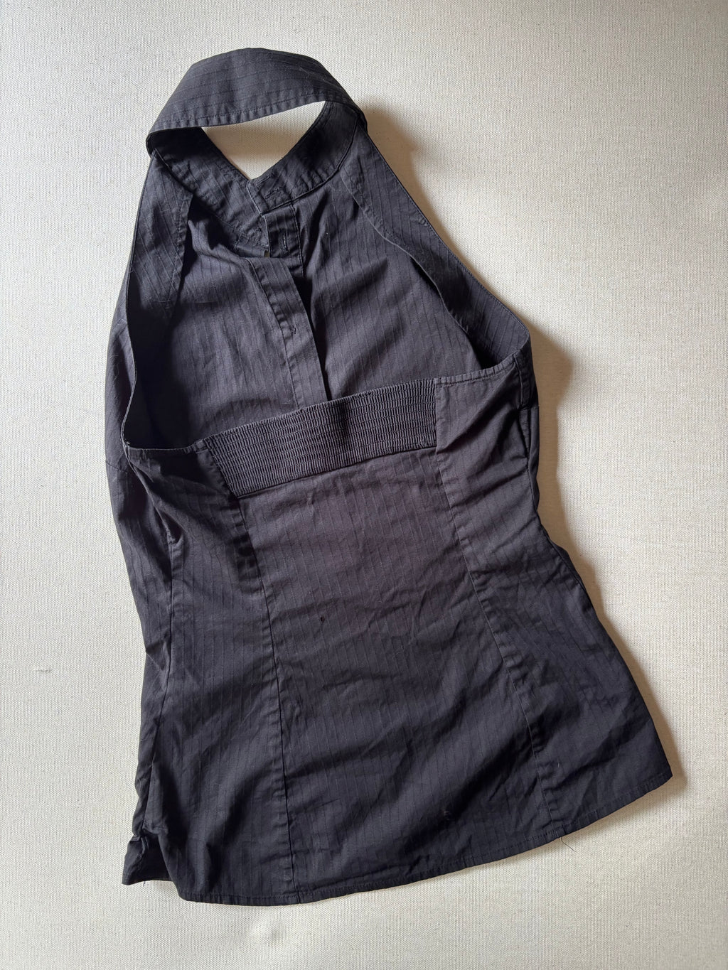 Y2K Black Ribbed Collared Halter Top
