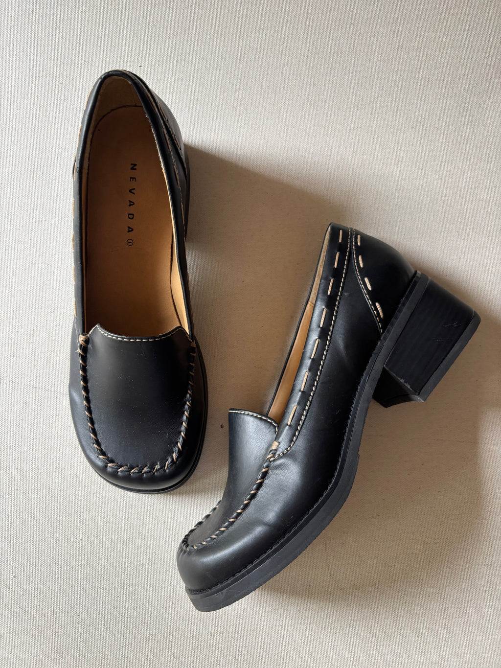 1990s sz 10 Chunky Loafers with Heel