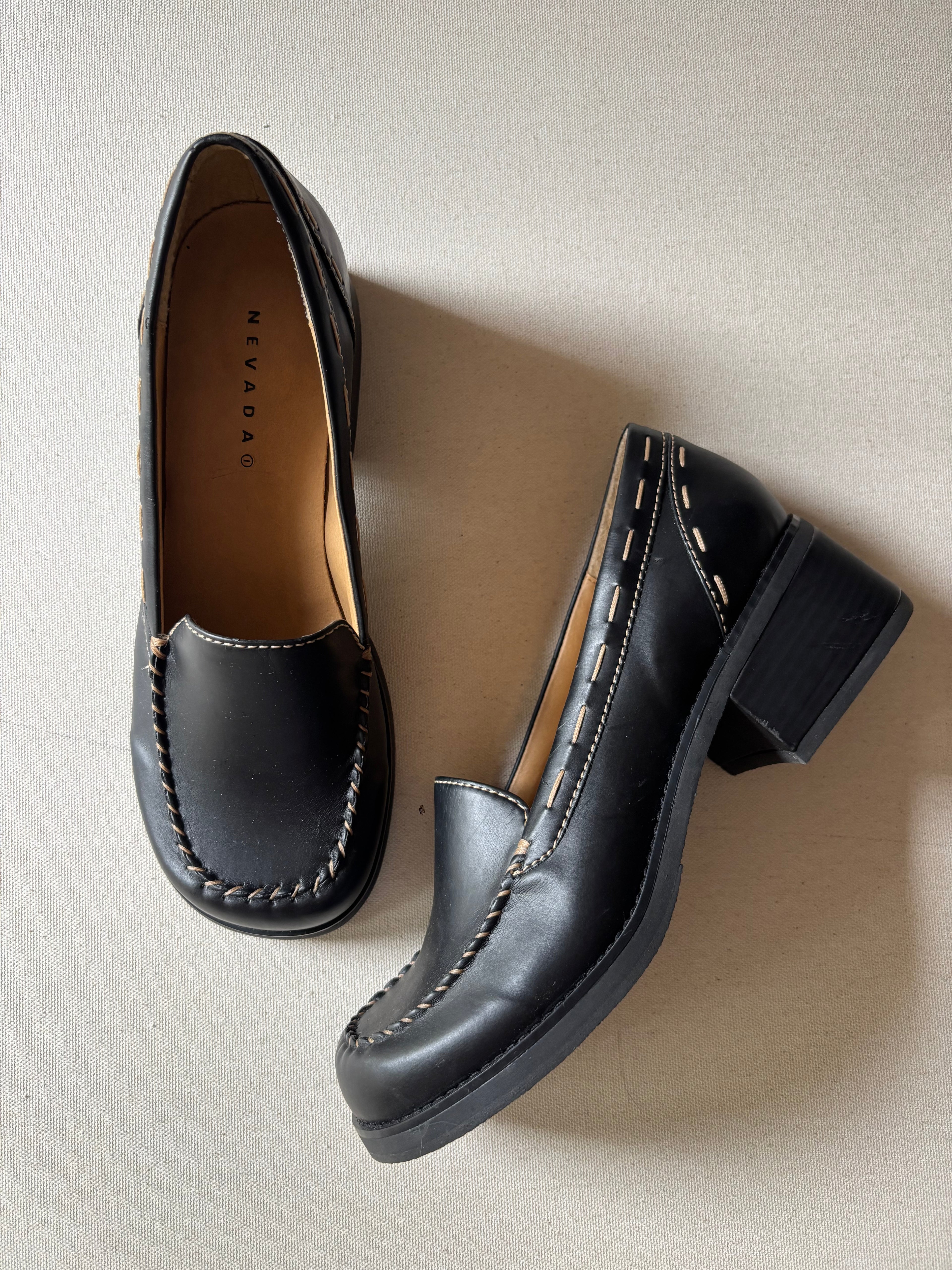 1990s sz 10 Chunky Loafers with Heel