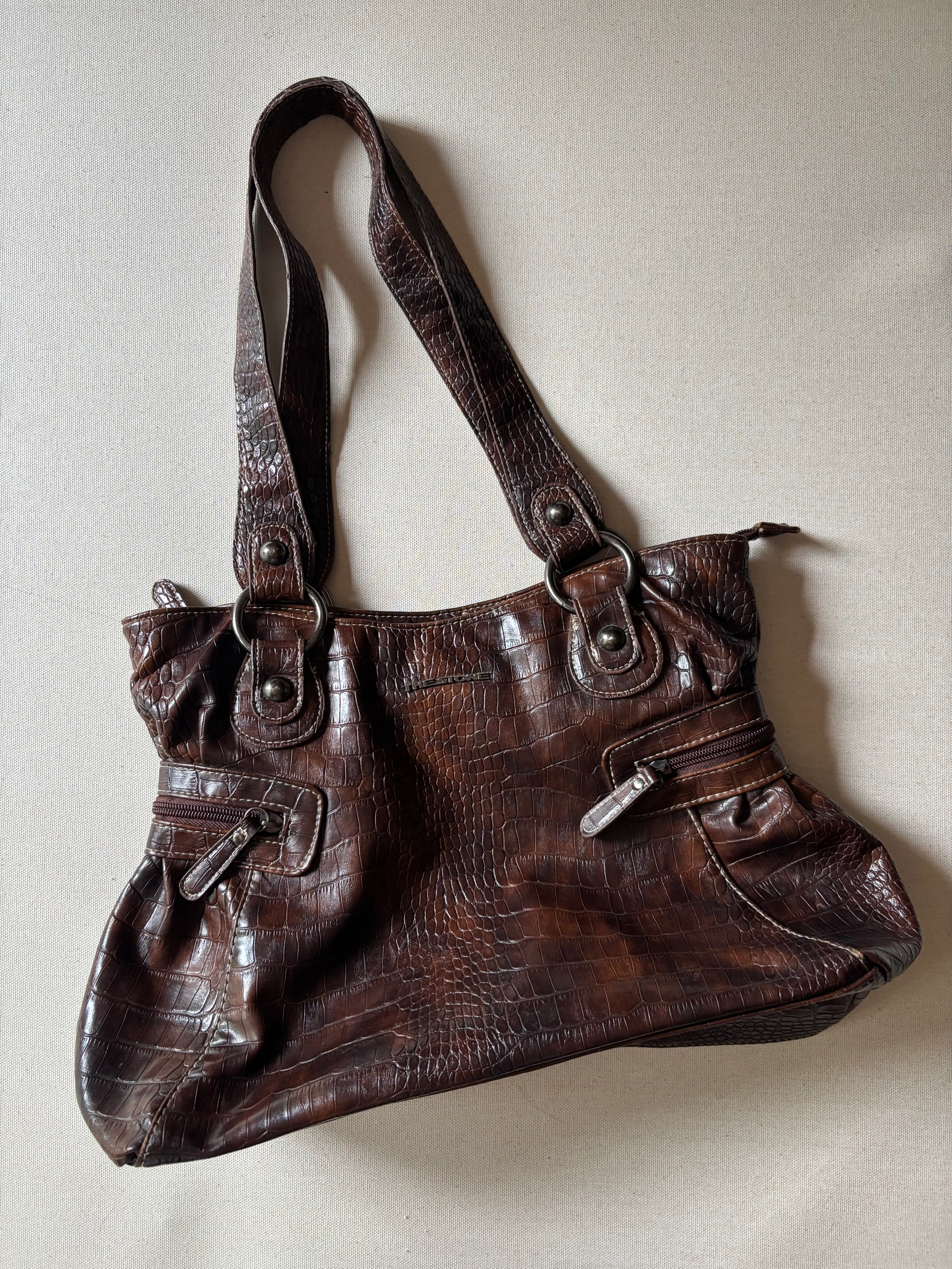Y2K Brown Faux Aligator Bag