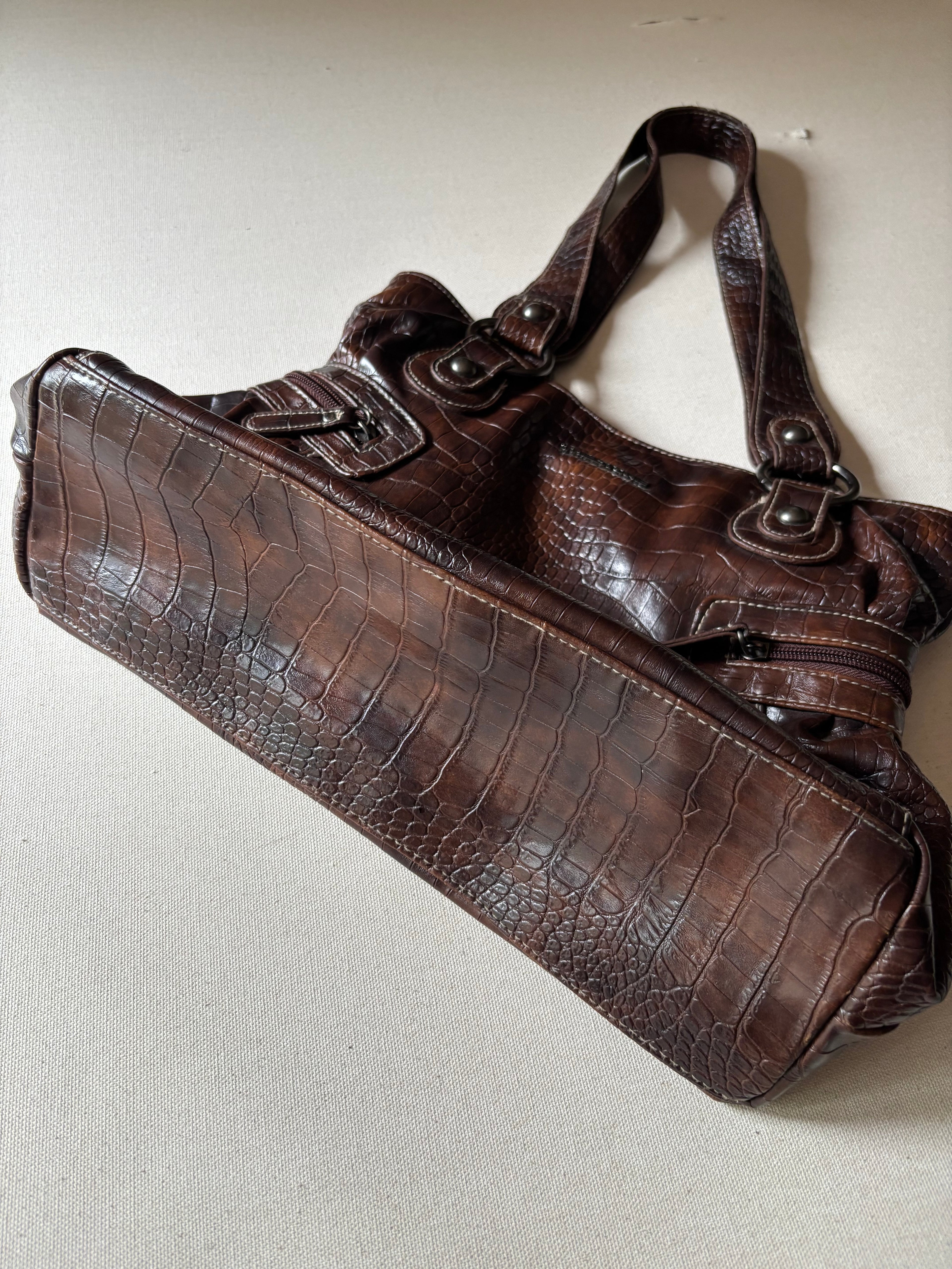 Y2K Brown Faux Aligator Bag