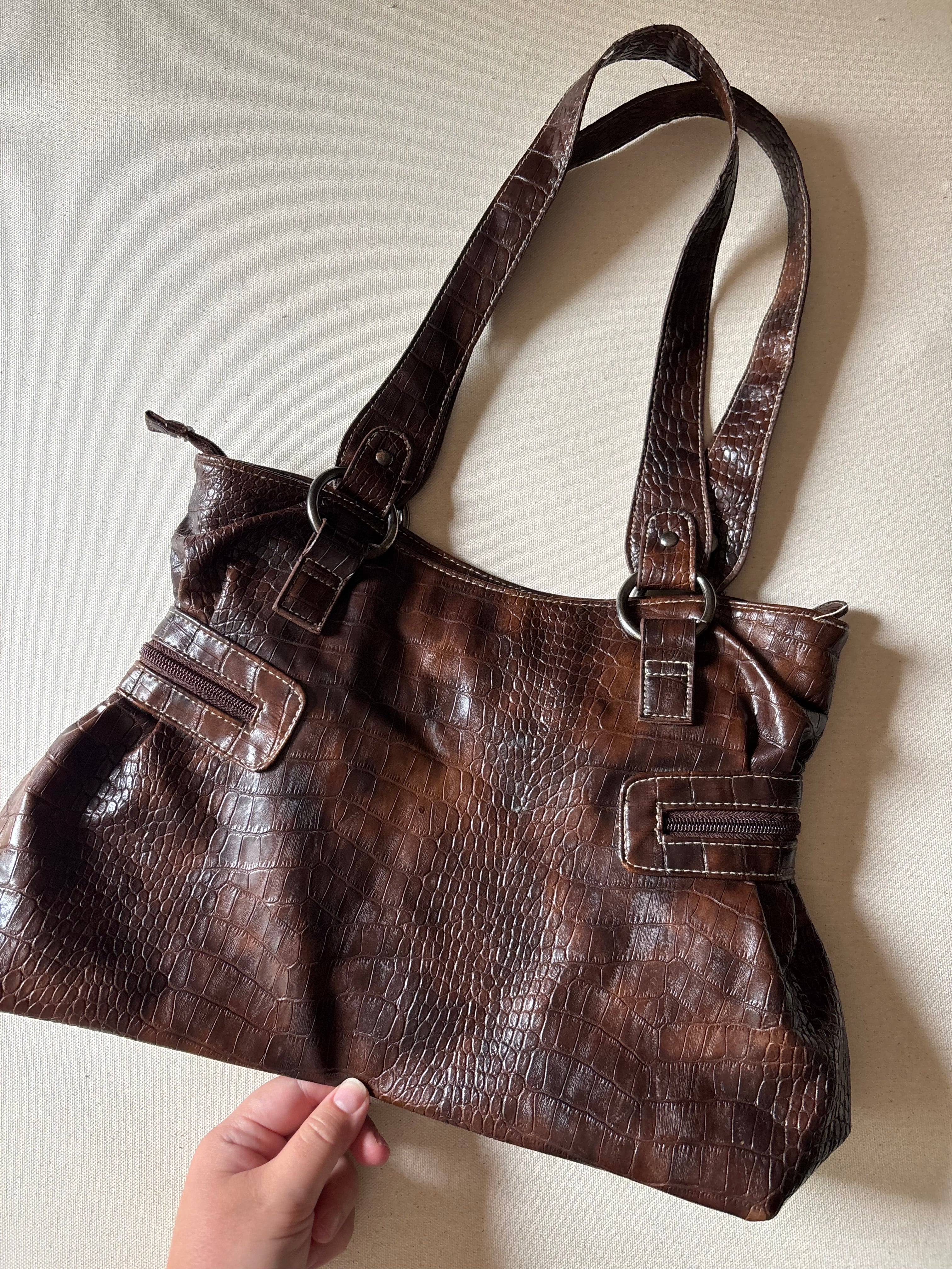 Y2K Brown Faux Aligator Bag