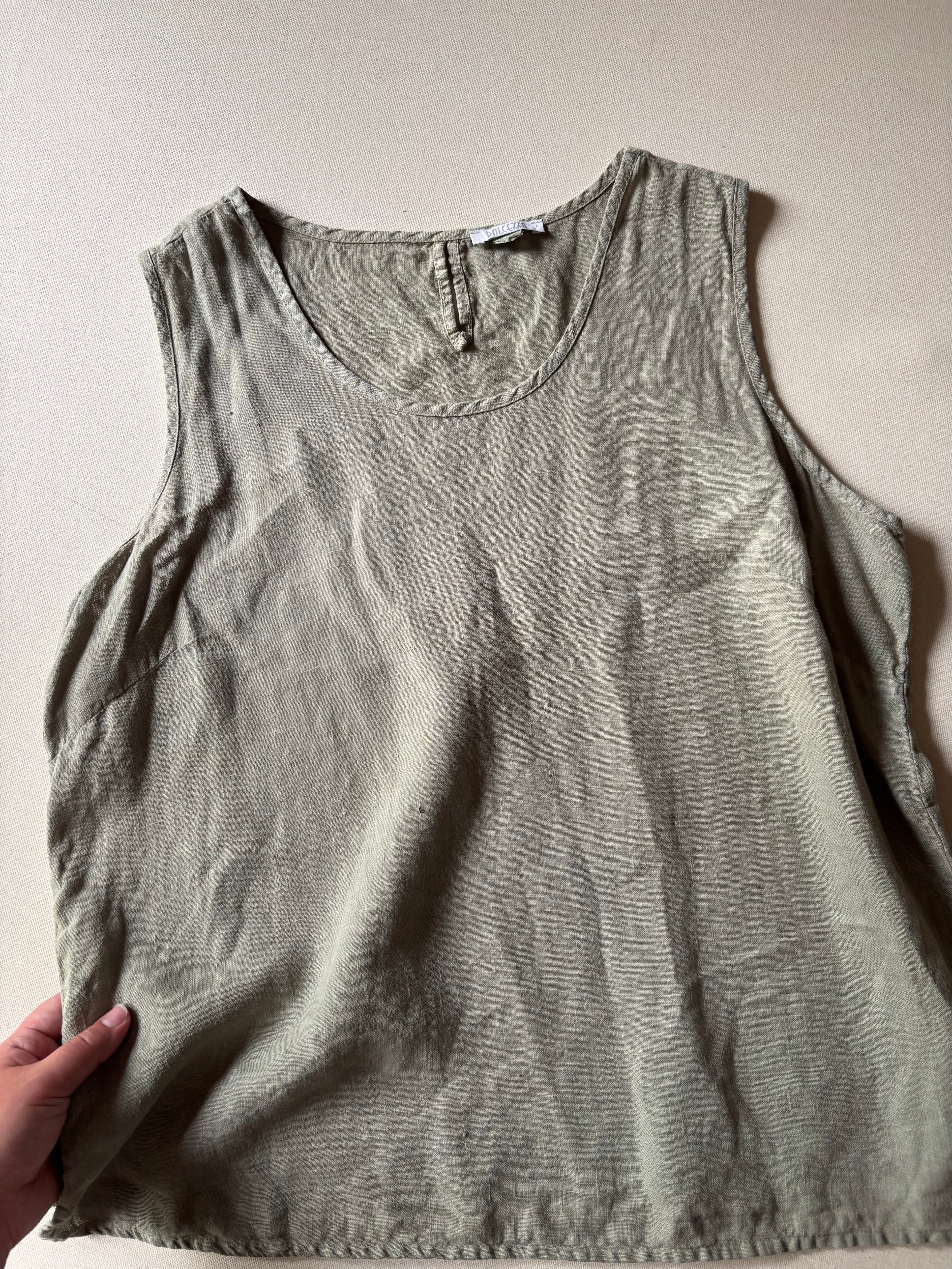 1990s Sage Linen Tank Top
