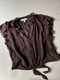 Airy Brown Linen Blouse with Tie