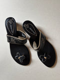 Y2K Butterfly Toe Leather Heel Sandals with Embroidery