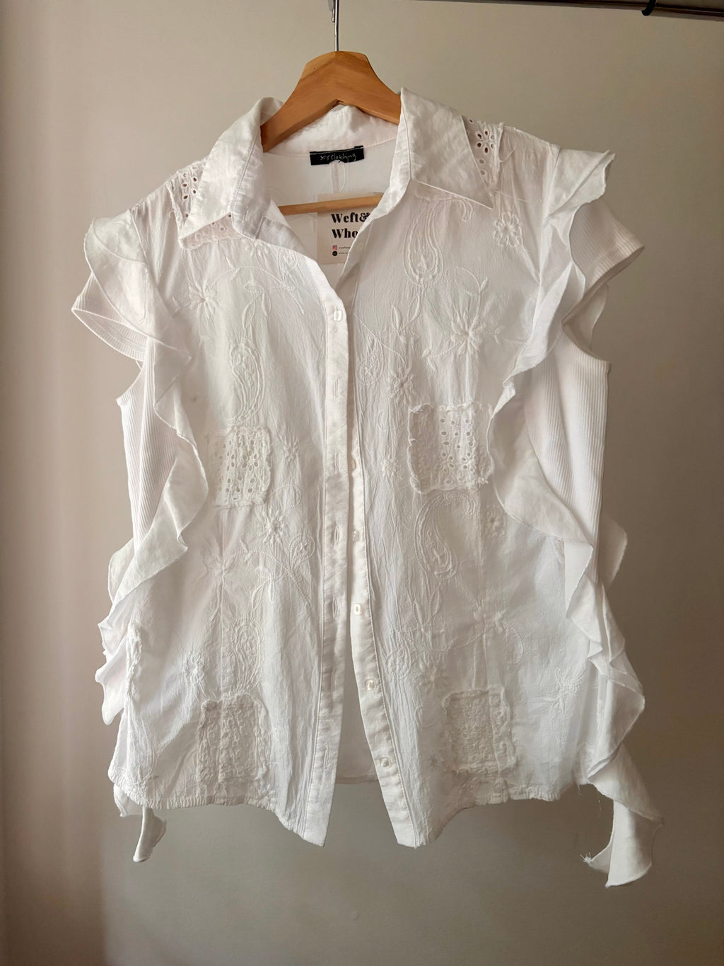 Y2K Cotton Floral Patchwork Top with Ruffles