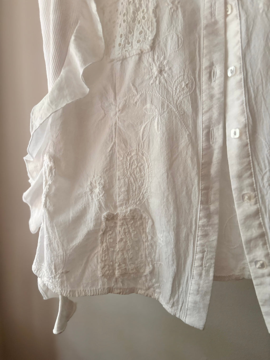 Y2K Cotton Floral Patchwork Top with Ruffles