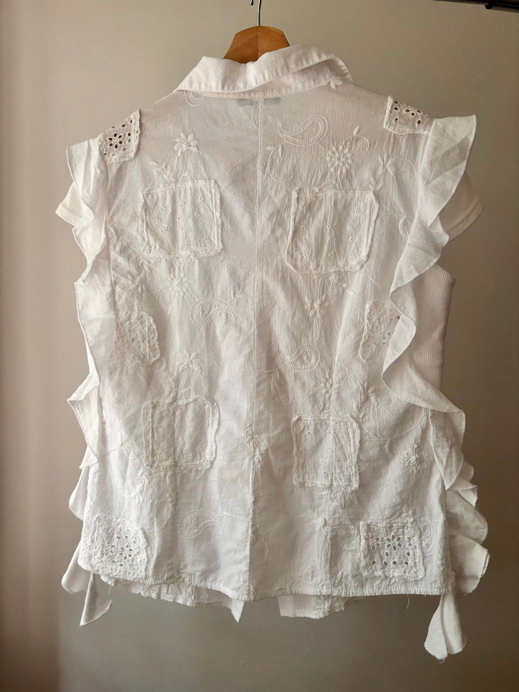 Y2K Cotton Floral Patchwork Top with Ruffles