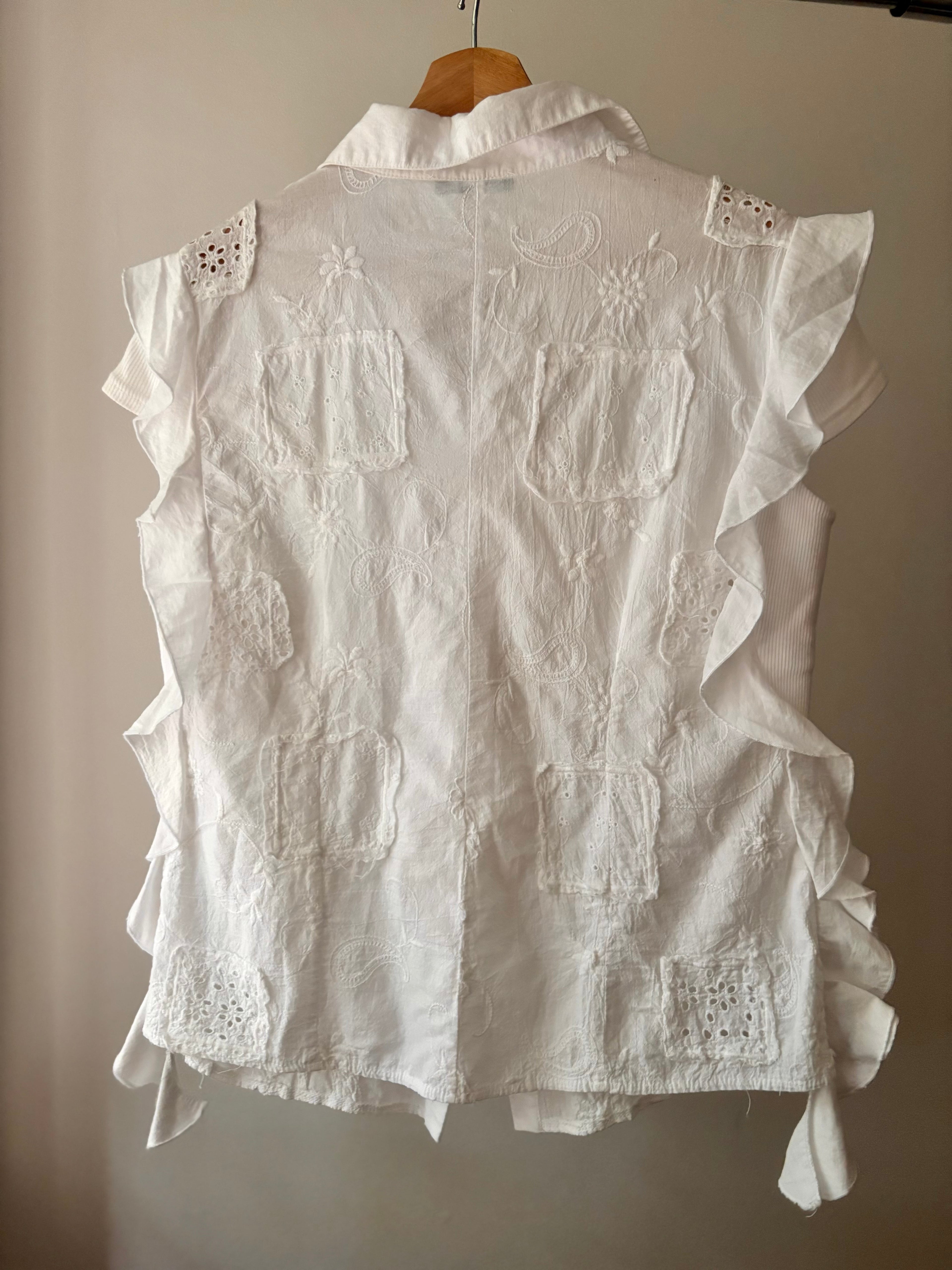 Y2K Cotton Floral Patchwork Top with Ruffles
