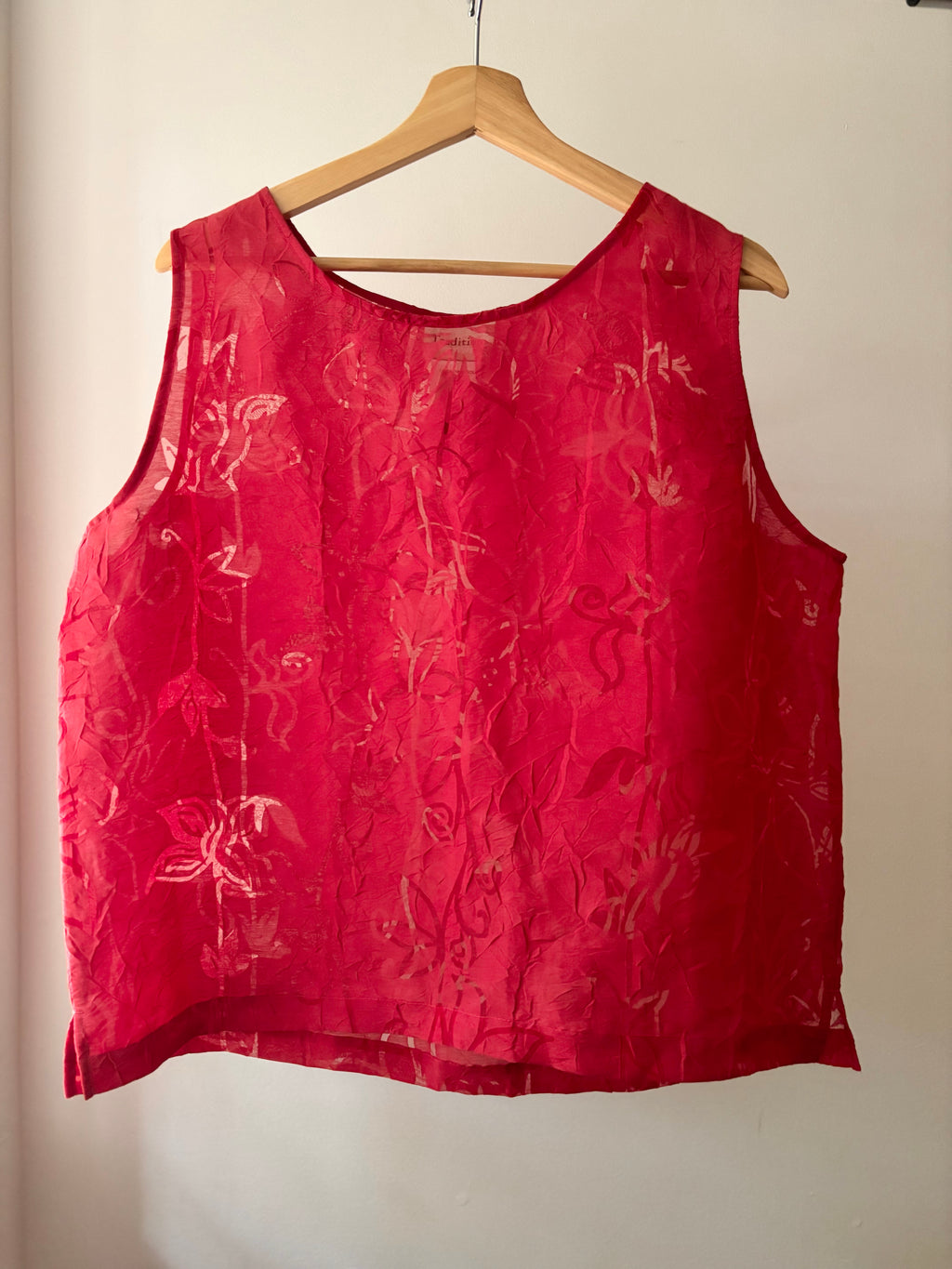 Y2K Sheer Boxy Red Floral Tank Top