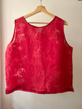 Y2K Sheer Boxy Red Floral Tank Top