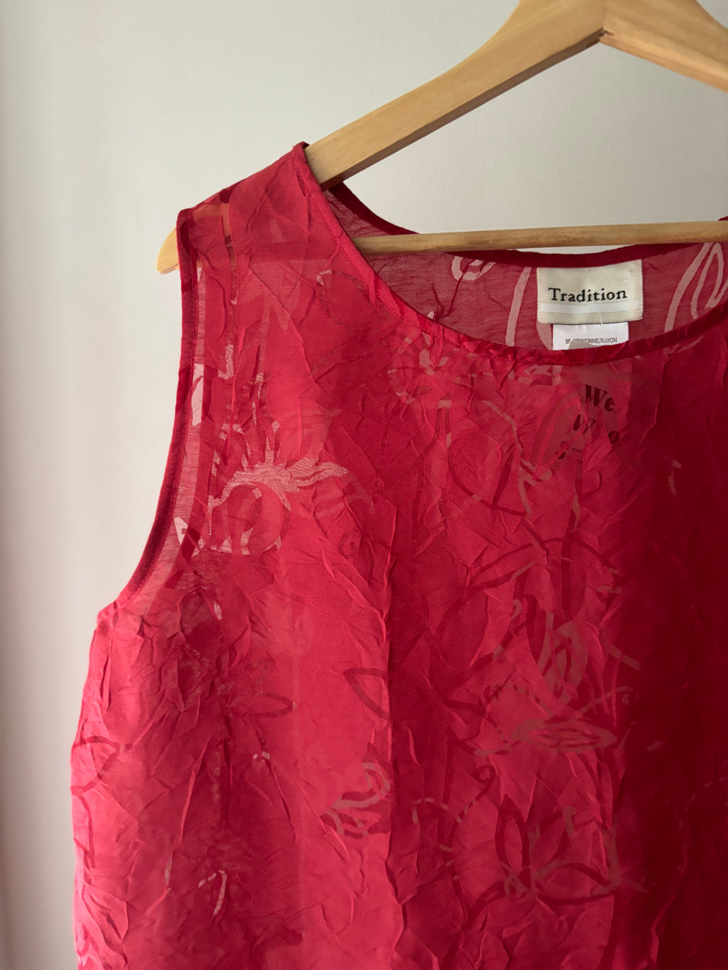 Y2K Sheer Boxy Red Floral Tank Top