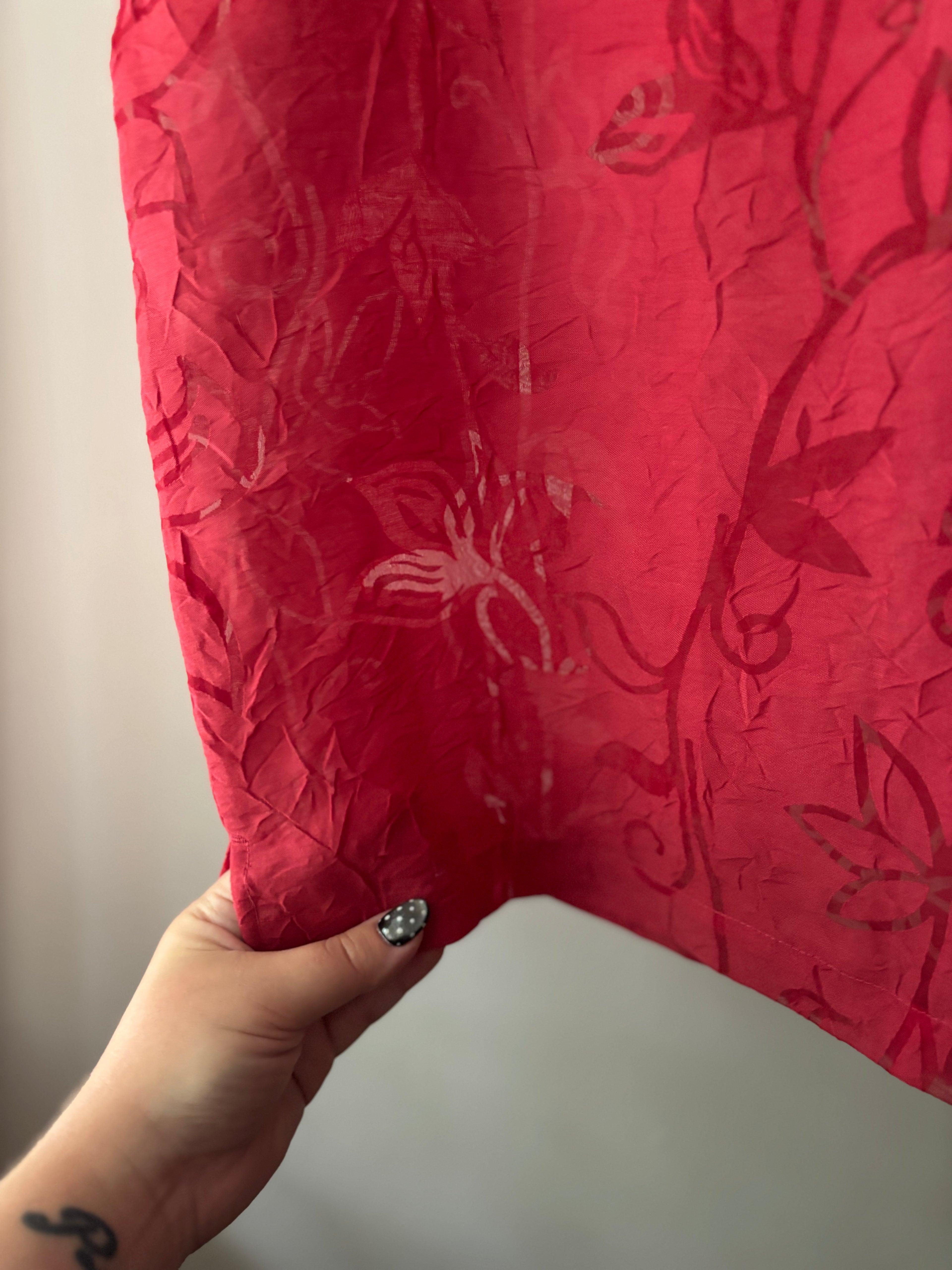 Y2K Sheer Boxy Red Floral Tank Top