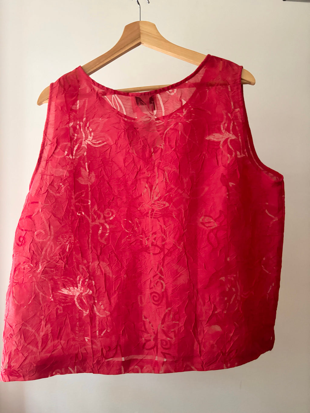 Y2K Sheer Boxy Red Floral Tank Top
