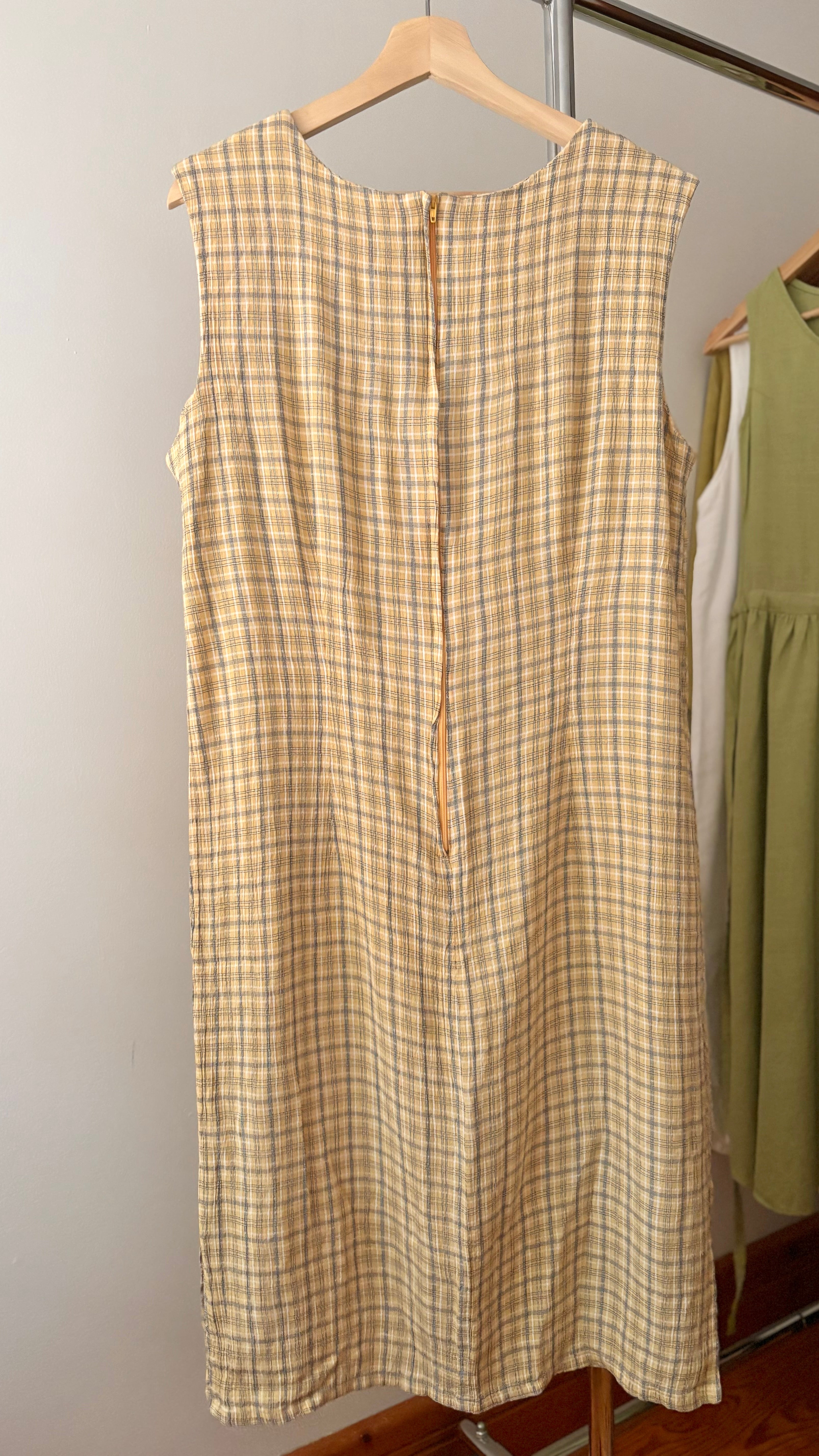 1990s Lightweight & Soft Yellow Plaid Dress