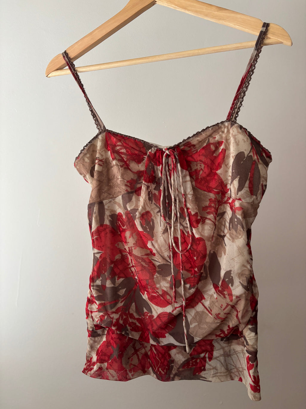 Y2K Mesh Overlay Floral Camisole