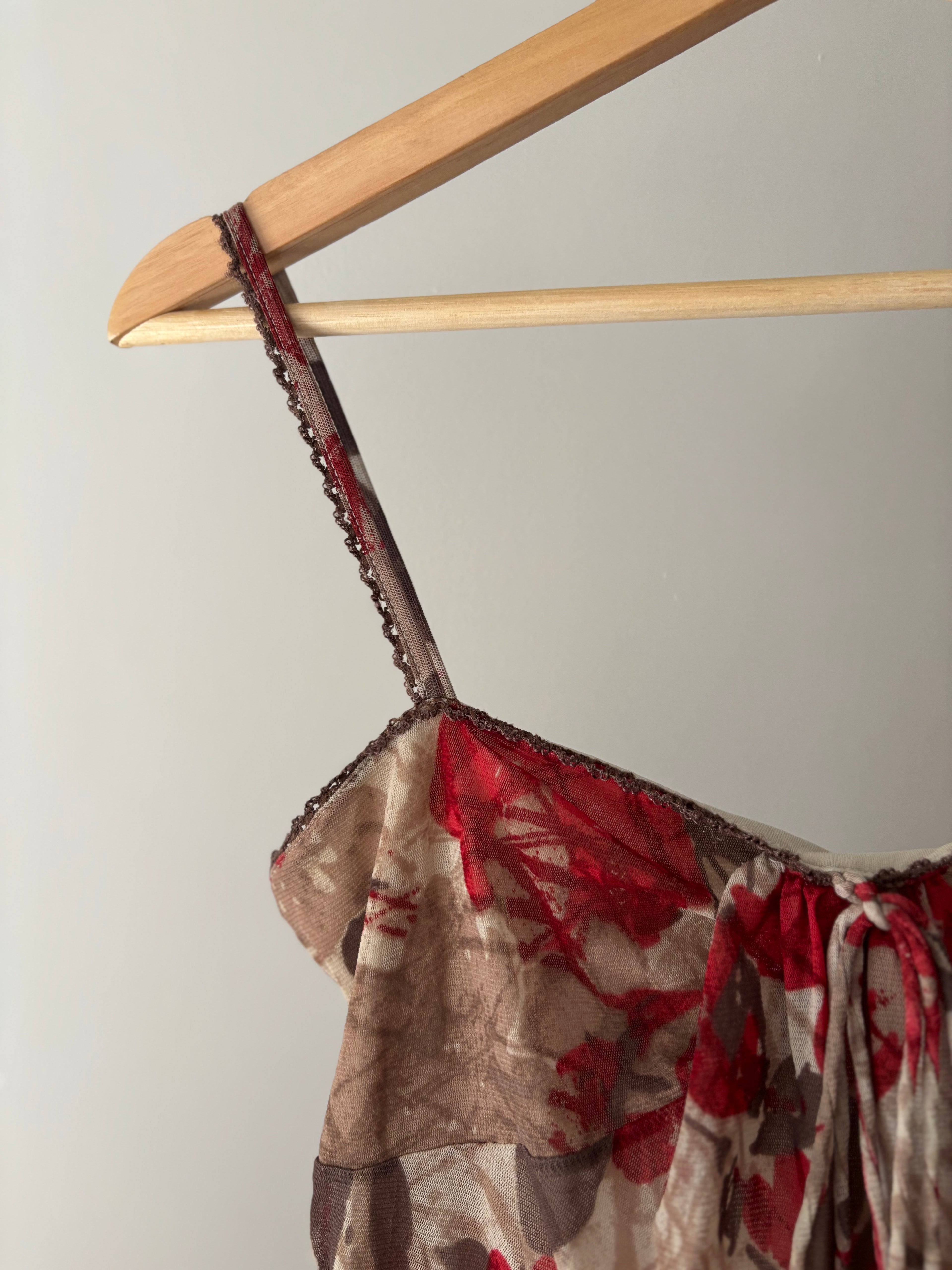 Y2K Mesh Overlay Floral Camisole