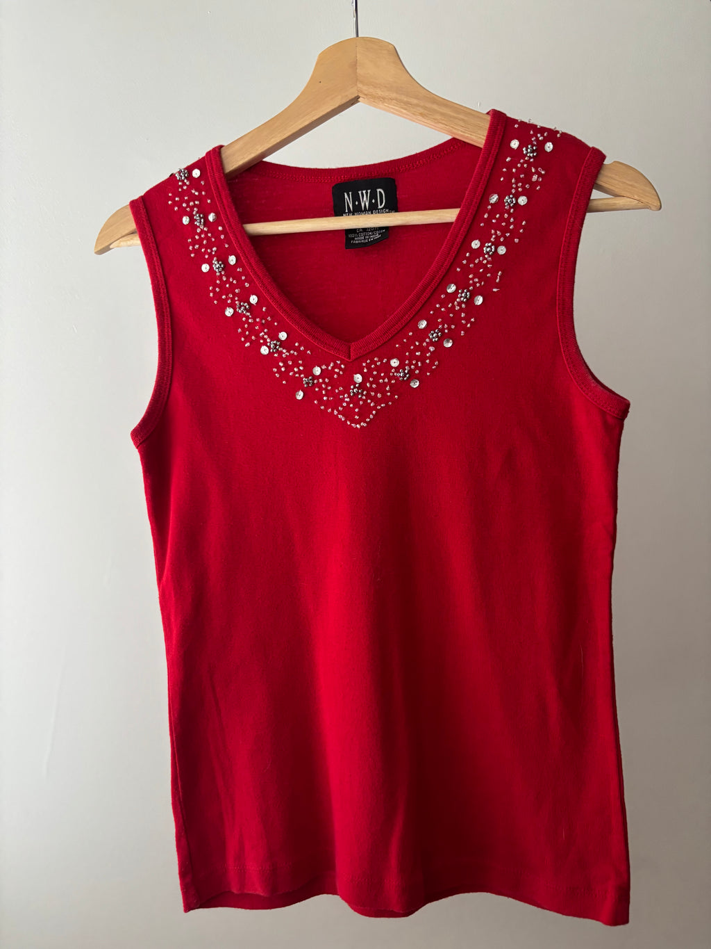 Y2K Beaded Red Tank Top