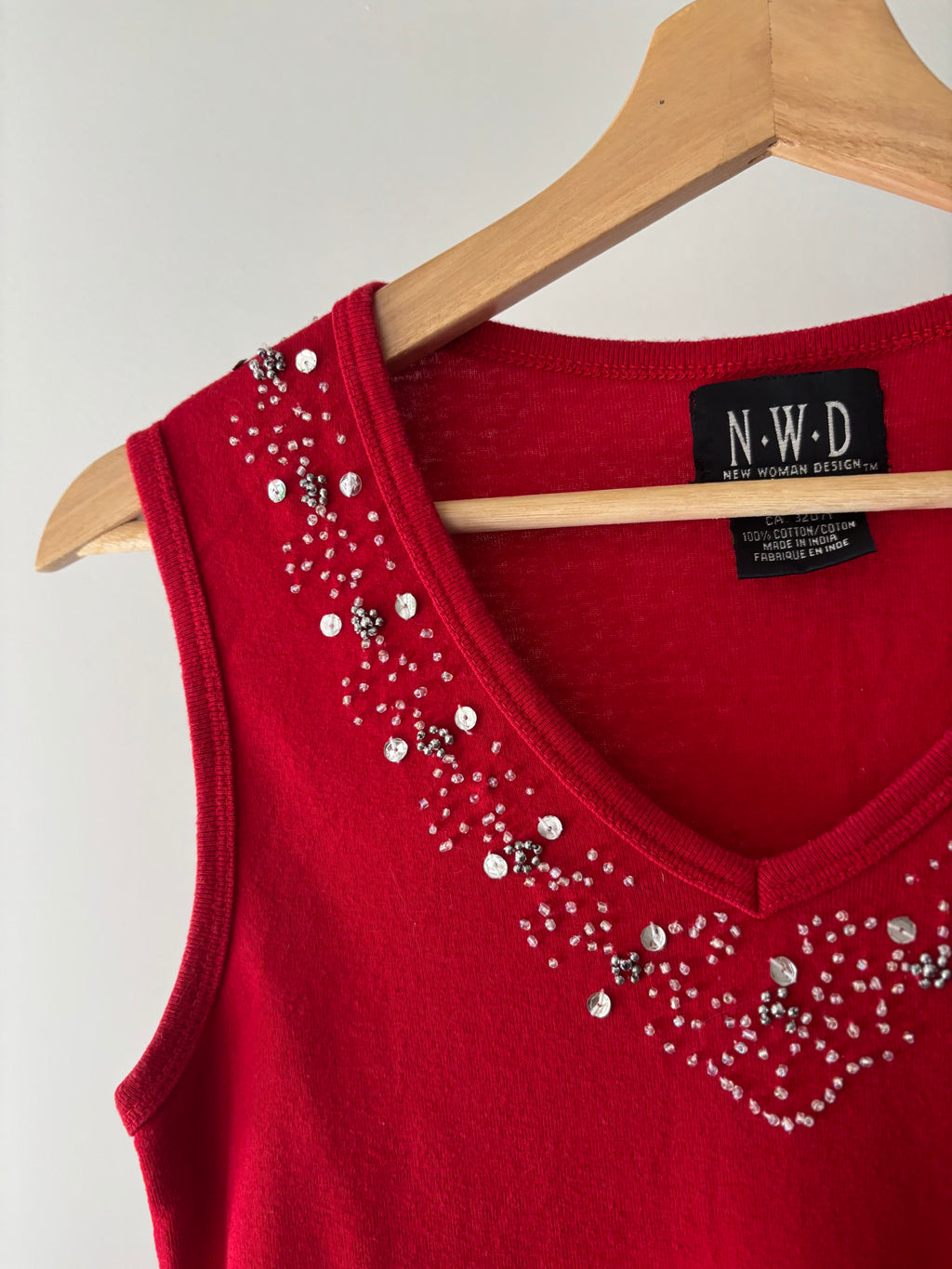 Y2K Beaded Red Tank Top