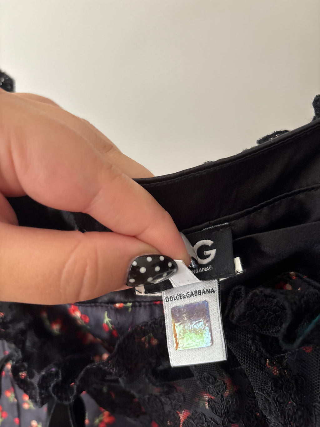 Vintage Y2K Dolce & Gabbana Satin & Lace Cherry Top