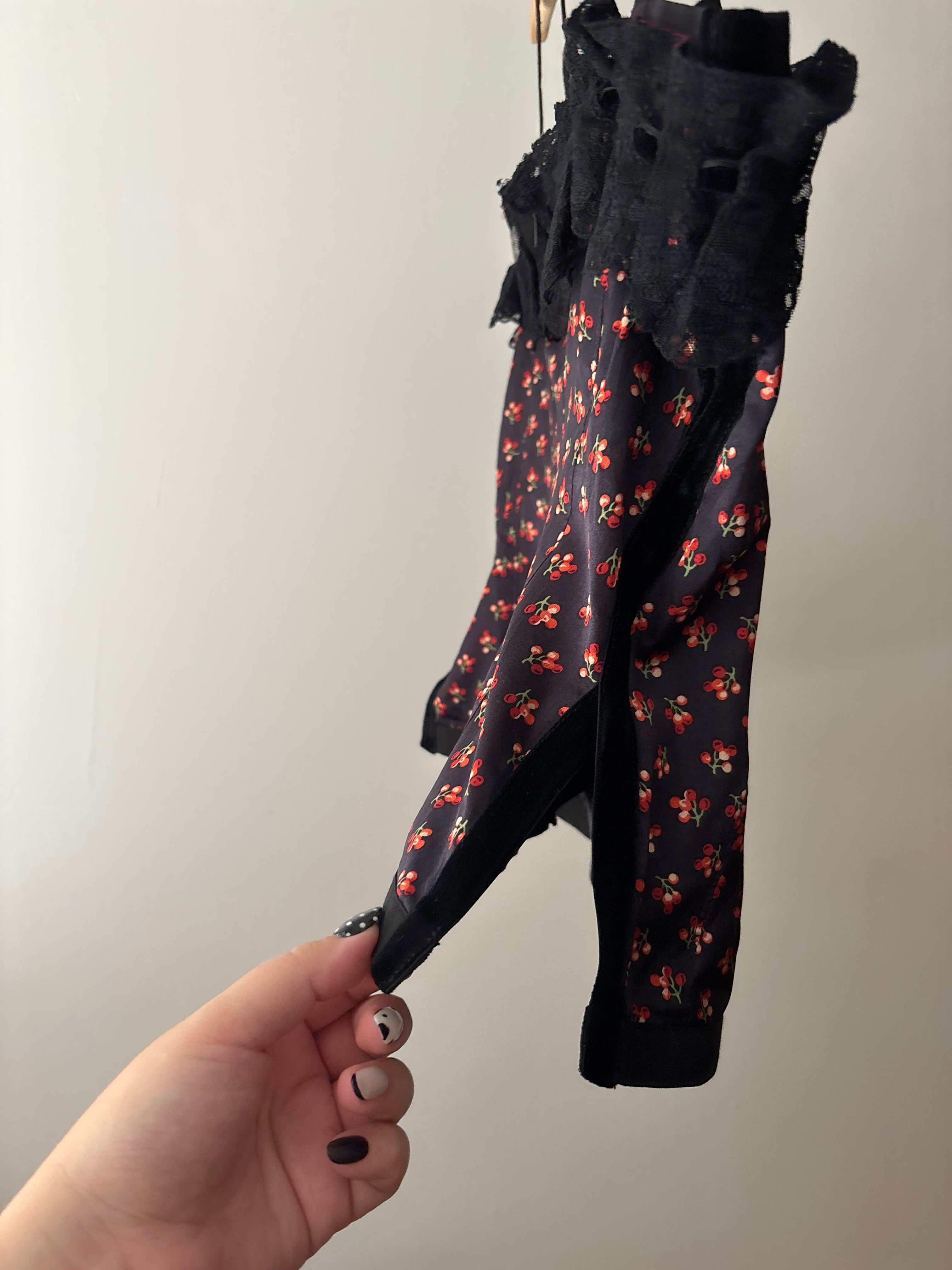 Vintage Y2K Dolce & Gabbana Satin & Lace Cherry Top