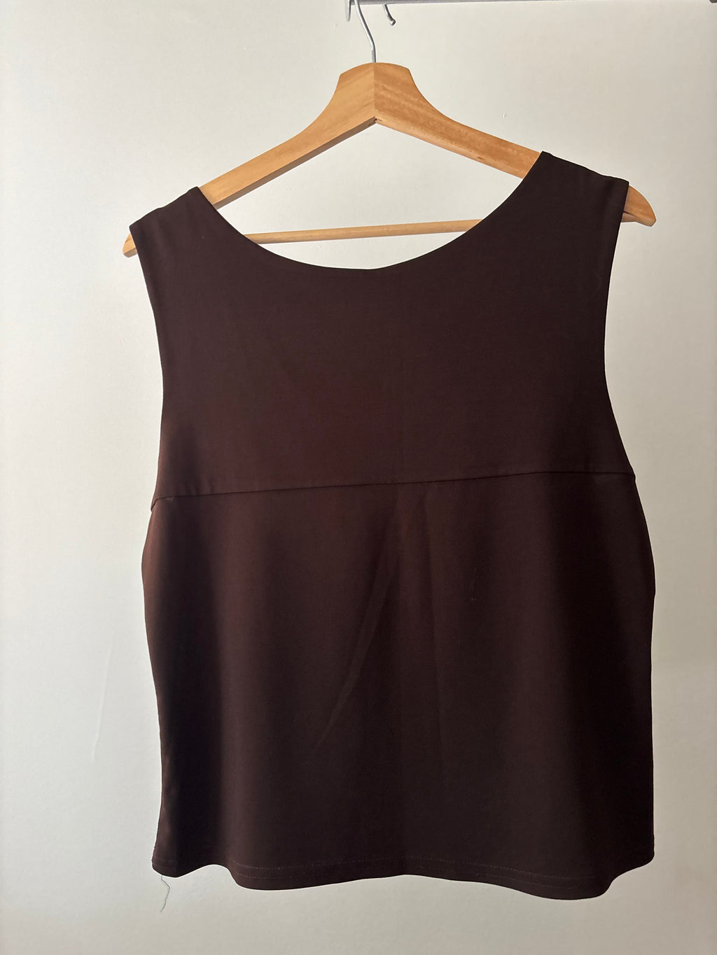 1990s Brown Square Neck Tank Top