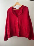 1990s Light Cotton Waffle Knit Hooded Shirt Jacket