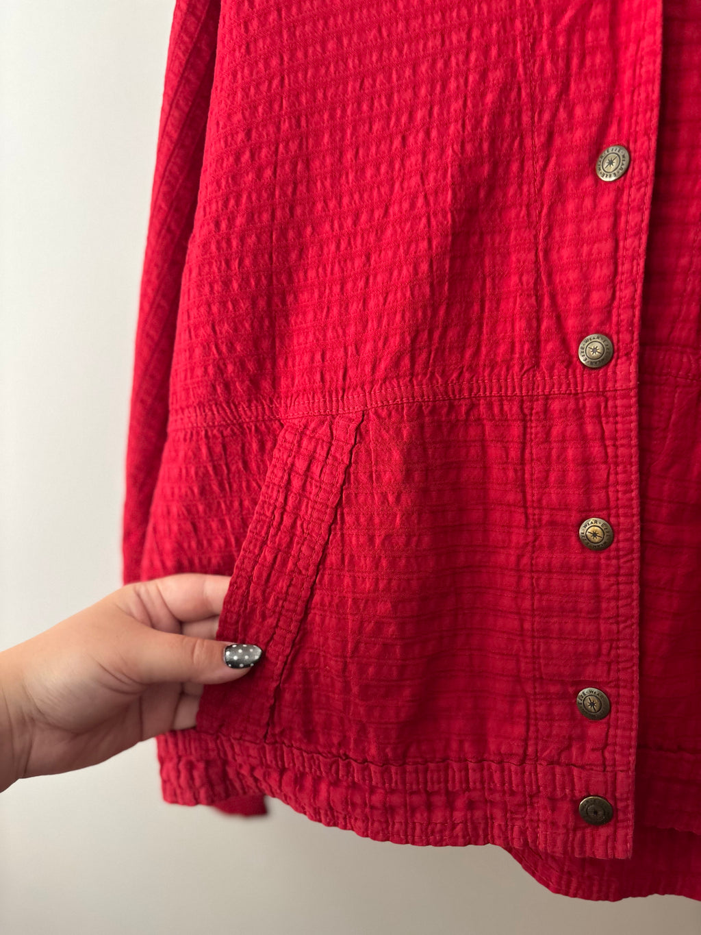 1990s Light Cotton Waffle Knit Hooded Shirt Jacket