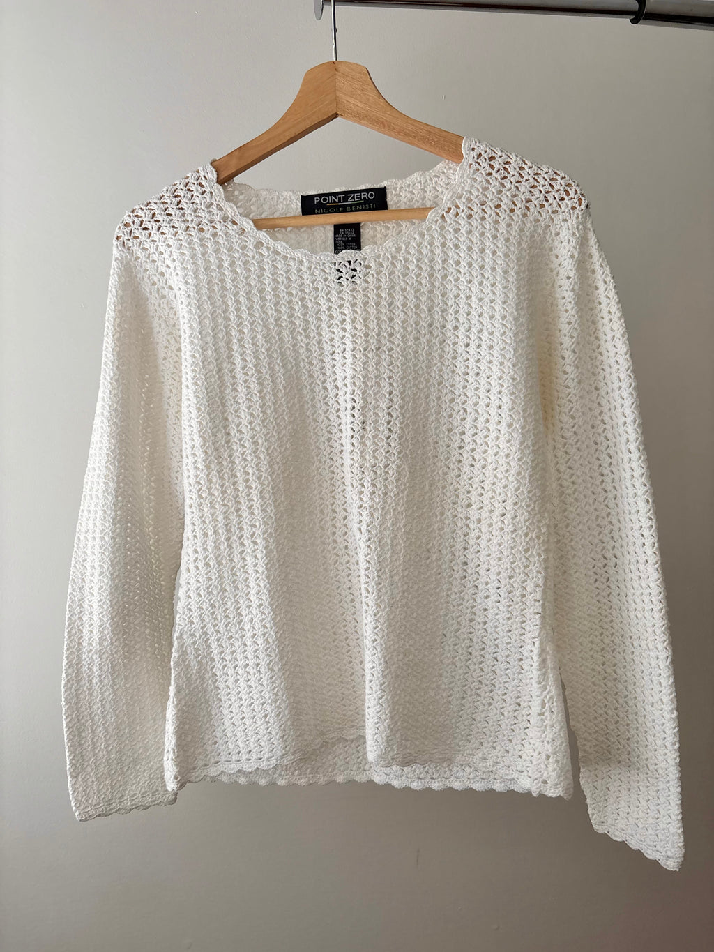 Y2K Soft Cotton Crochet Long Sleeve Top (NWT)