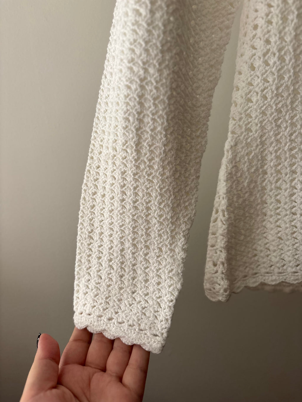 Y2K Soft Cotton Crochet Long Sleeve Top (NWT)