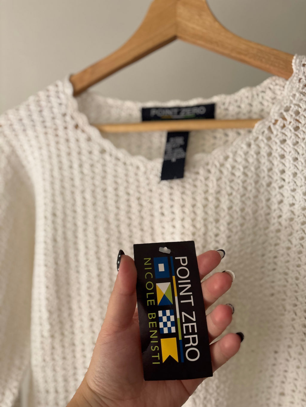Y2K Soft Cotton Crochet Long Sleeve Top (NWT)