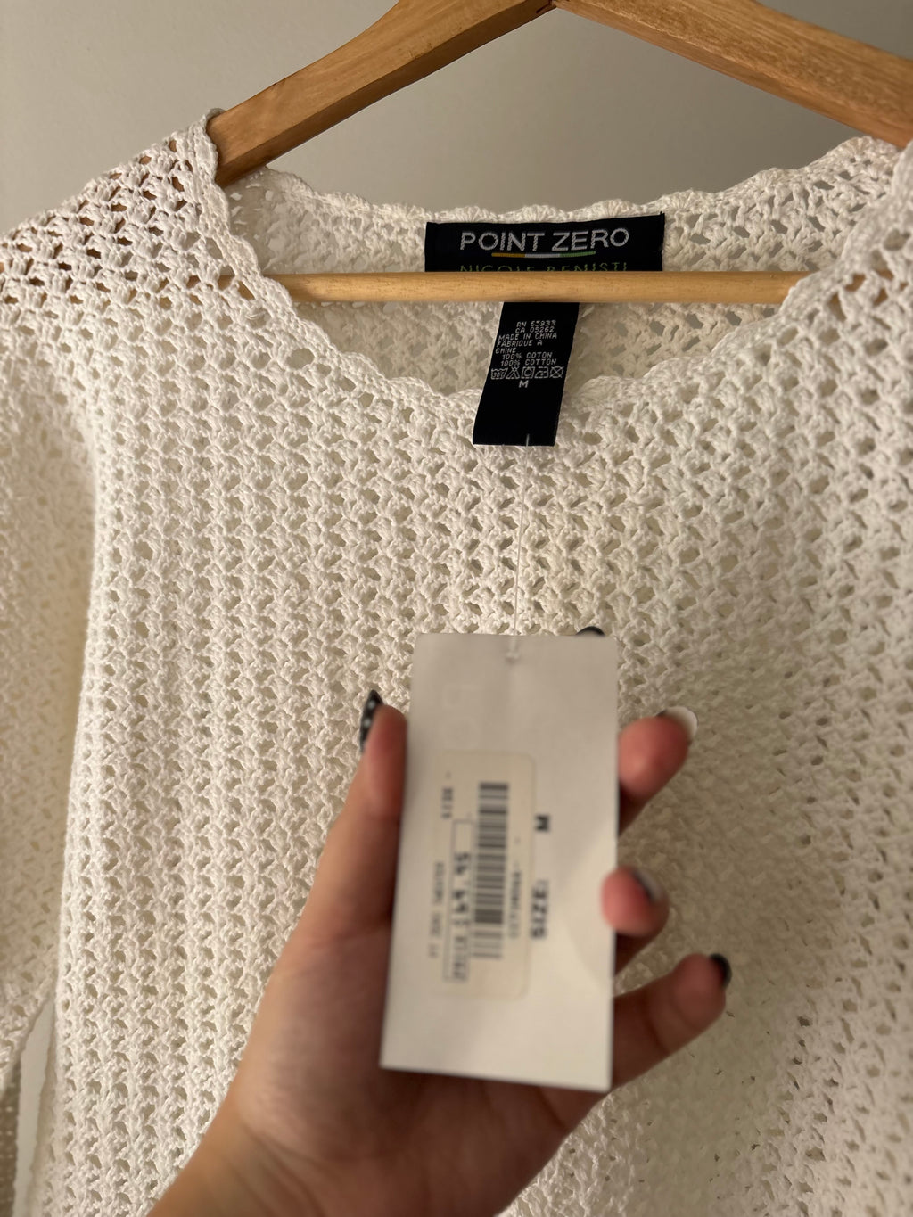Y2K Soft Cotton Crochet Long Sleeve Top (NWT)