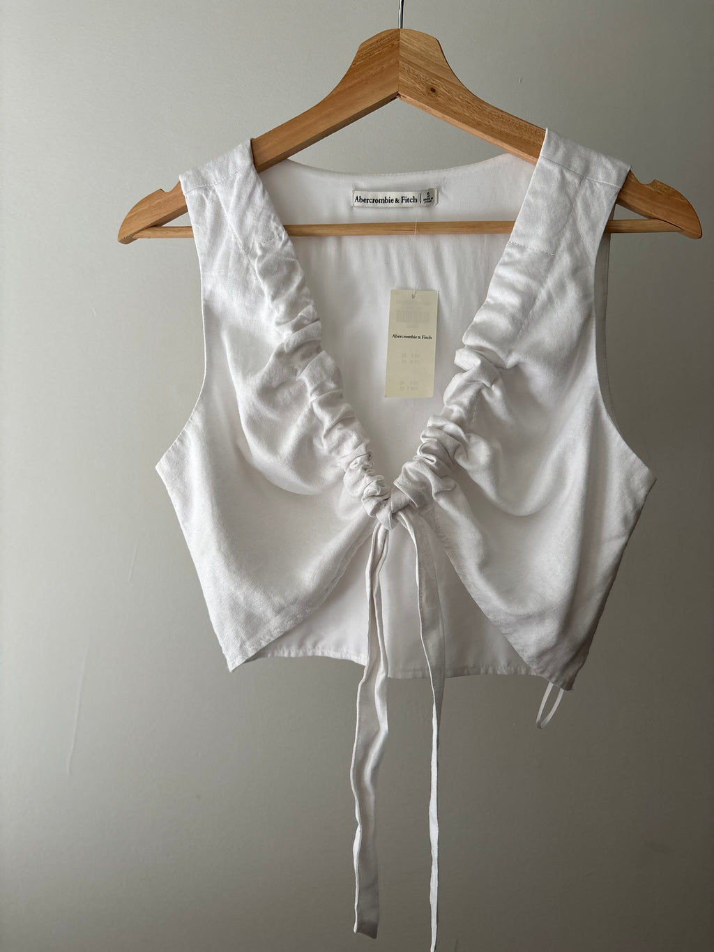 White Linen Ruffled Crop Top (NWT)
