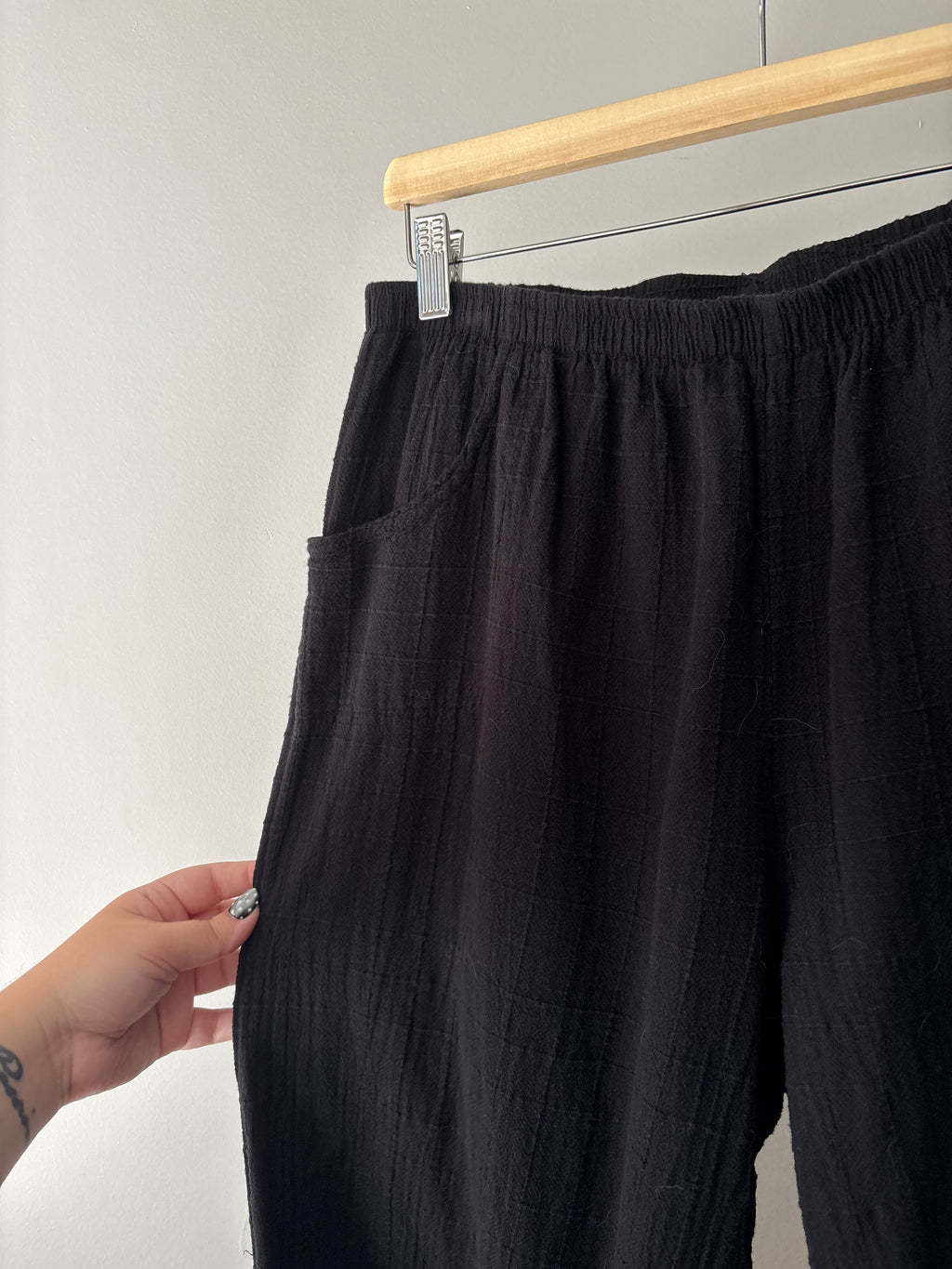 Y2K Waffle Cotton Capris with Ties & Pockets | size 30-40"