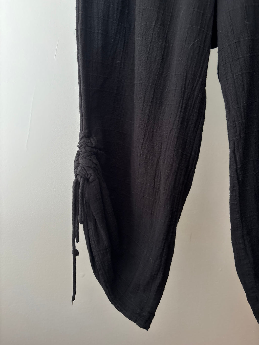 Y2K Waffle Cotton Capris with Ties & Pockets | size 30-40"