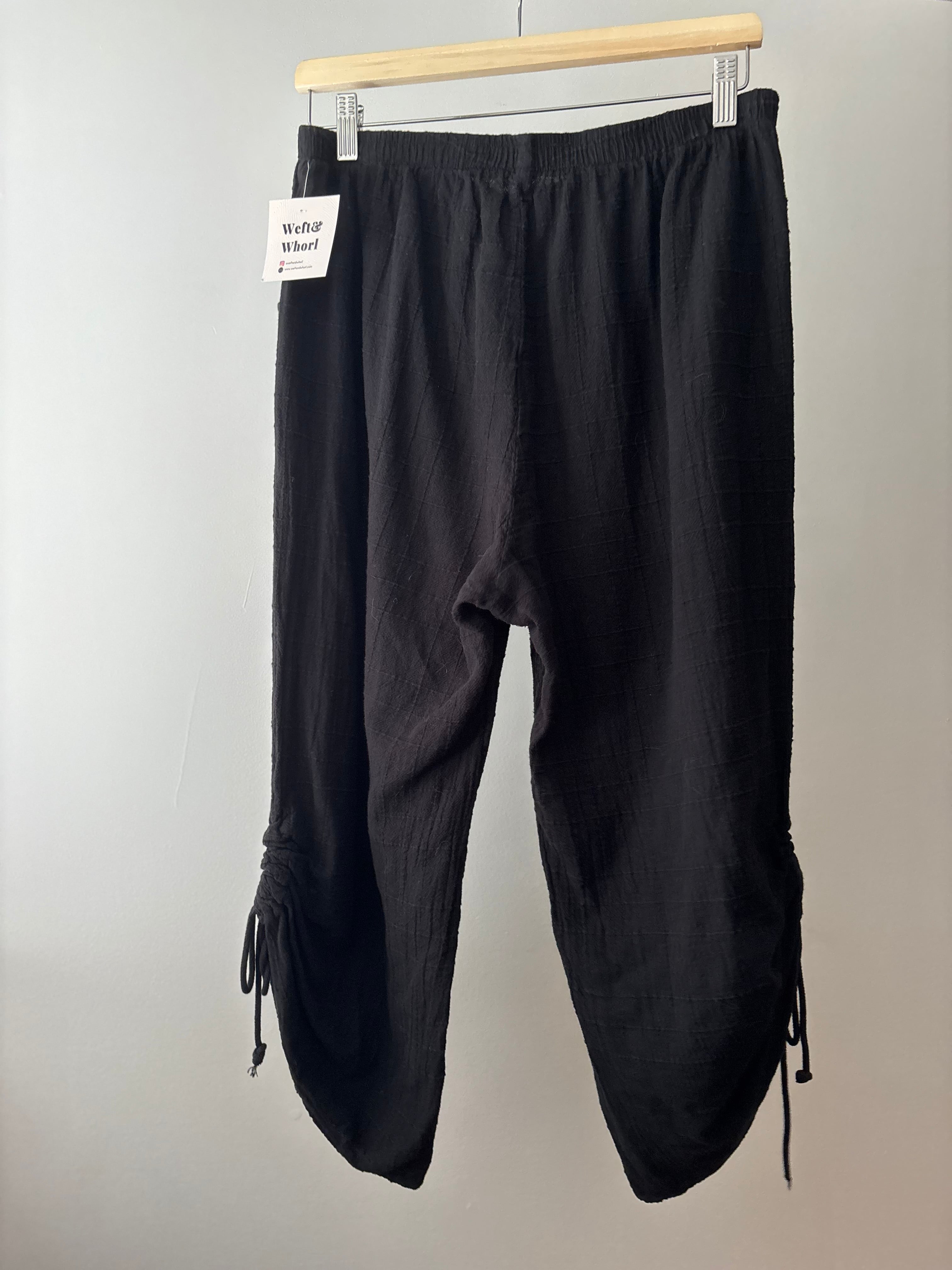 Y2K Waffle Cotton Capris with Ties & Pockets | size 30-40"
