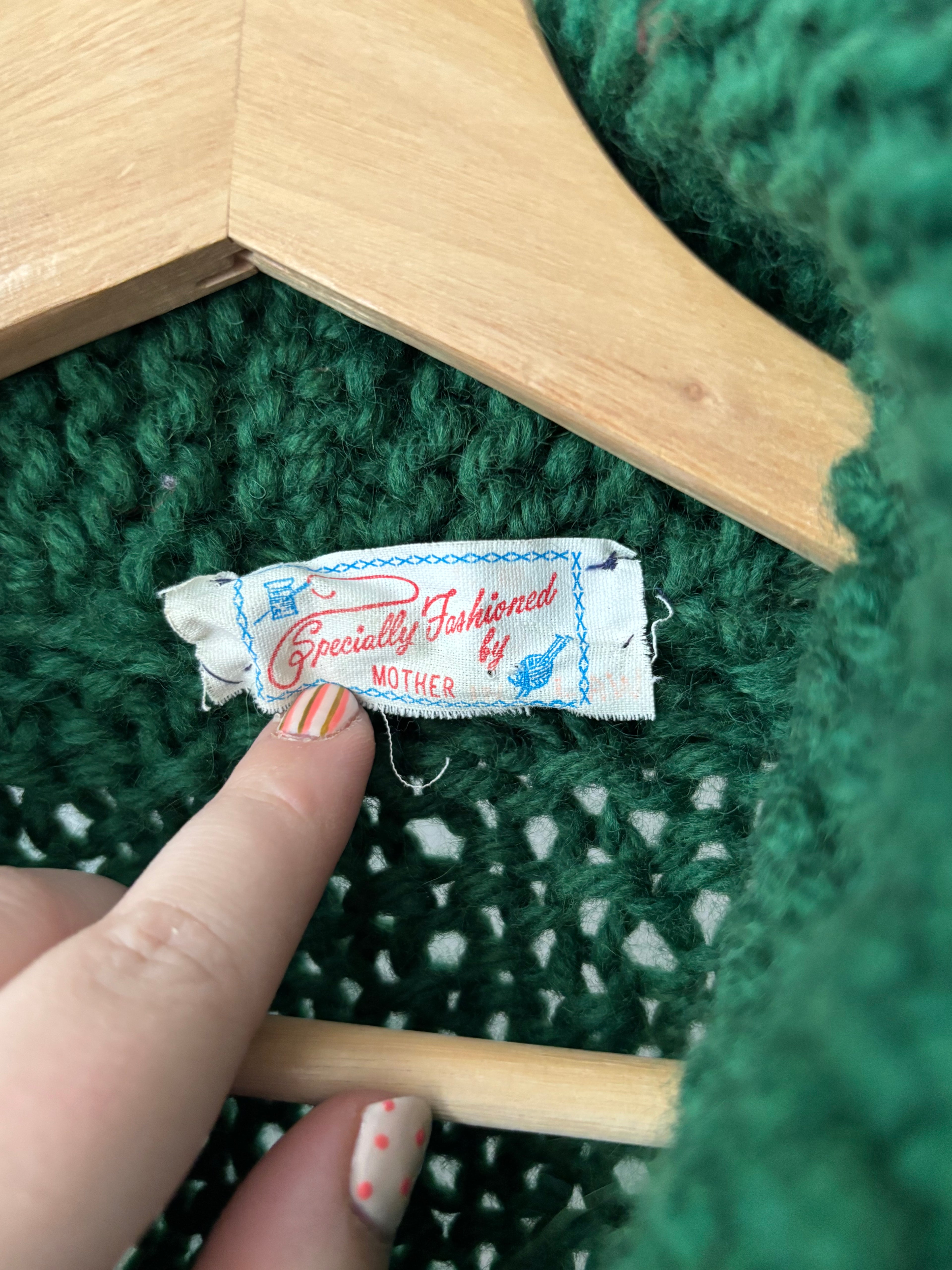 1990s Chunky Handknit Green Sweater | Vintage Heavy Wool Cable Knit Jumper