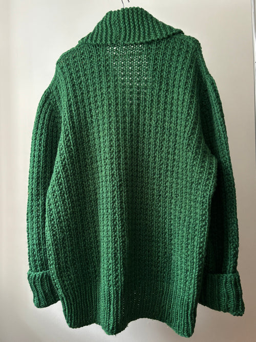 1990s Chunky Handknit Green Sweater | Vintage Heavy Wool Cable Knit Jumper