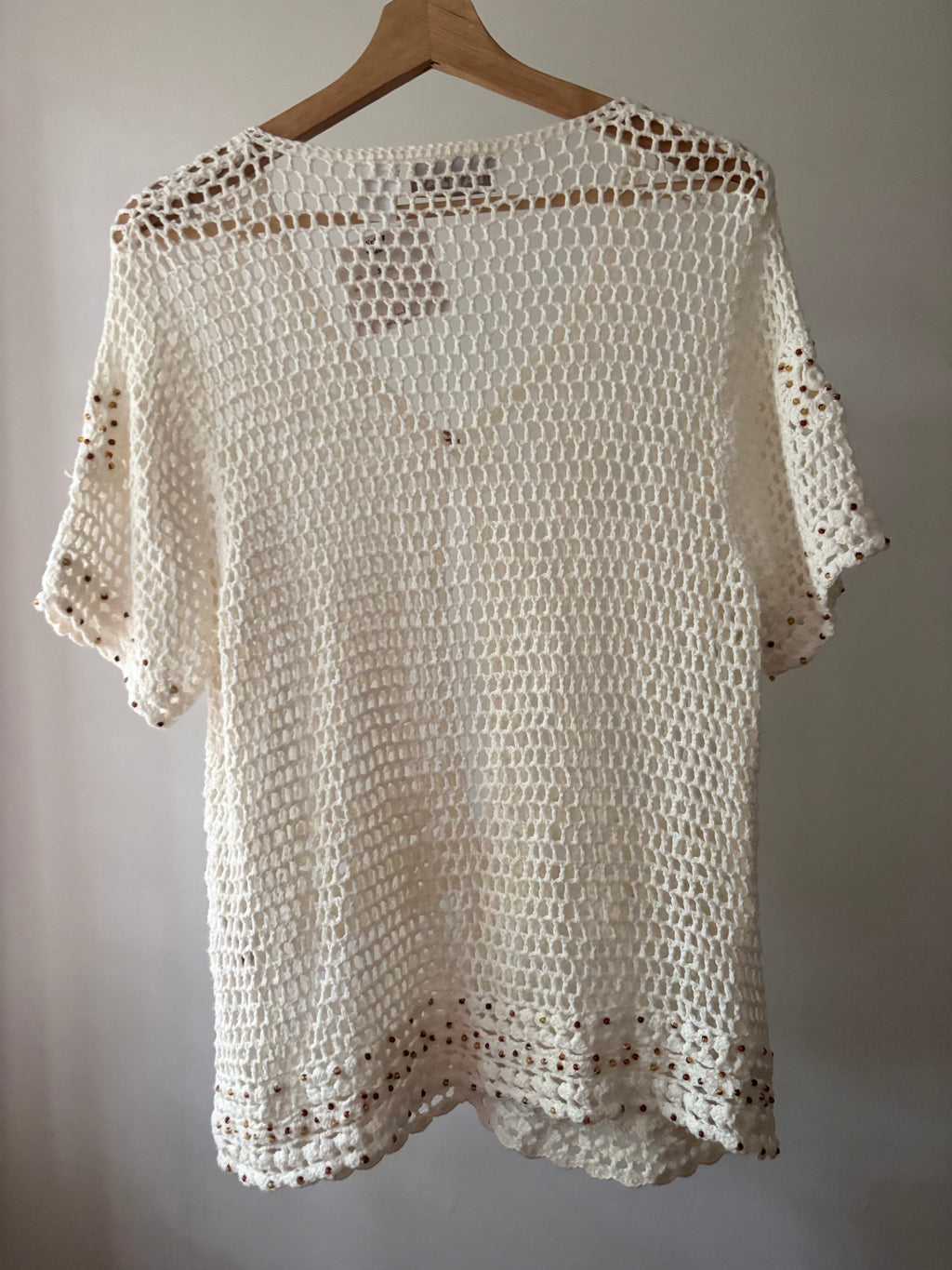 Y2K Crochet Cardigan with Wood Beads