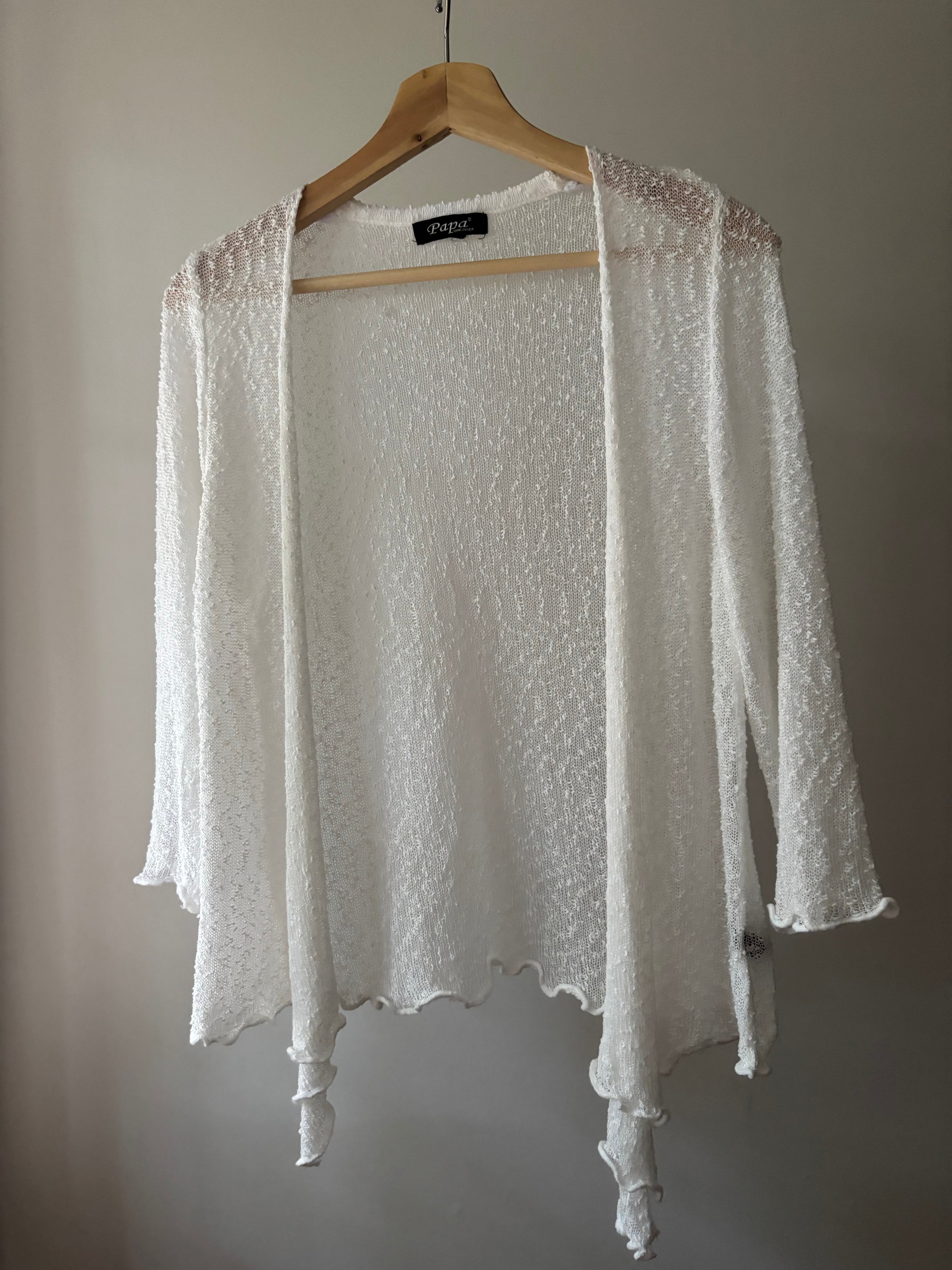 Y2K Soft White Ruffled Light Cardigan