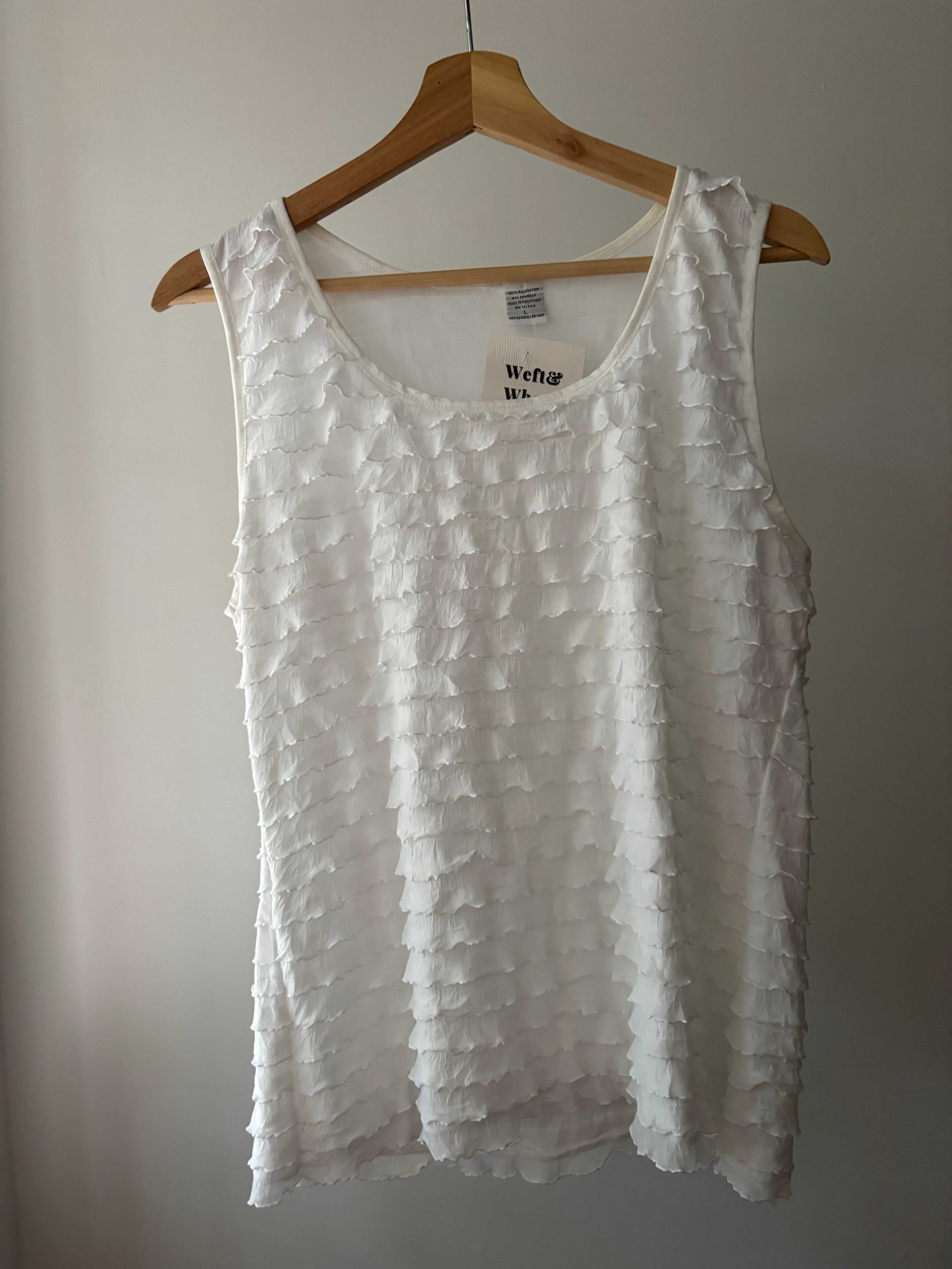 Y2K White Ruffled Tank Top