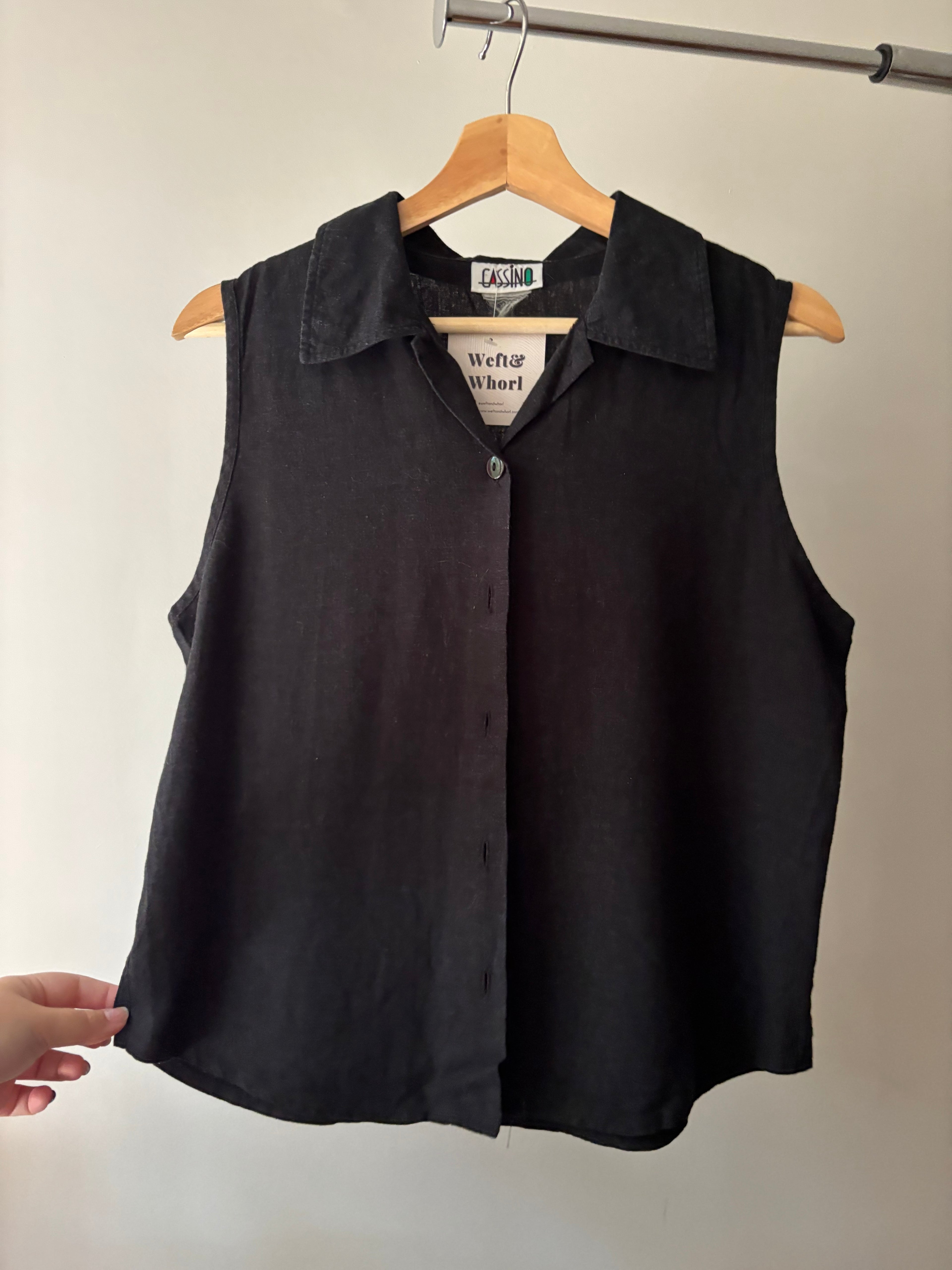 1990s Boxy Linen Sleeveless Top