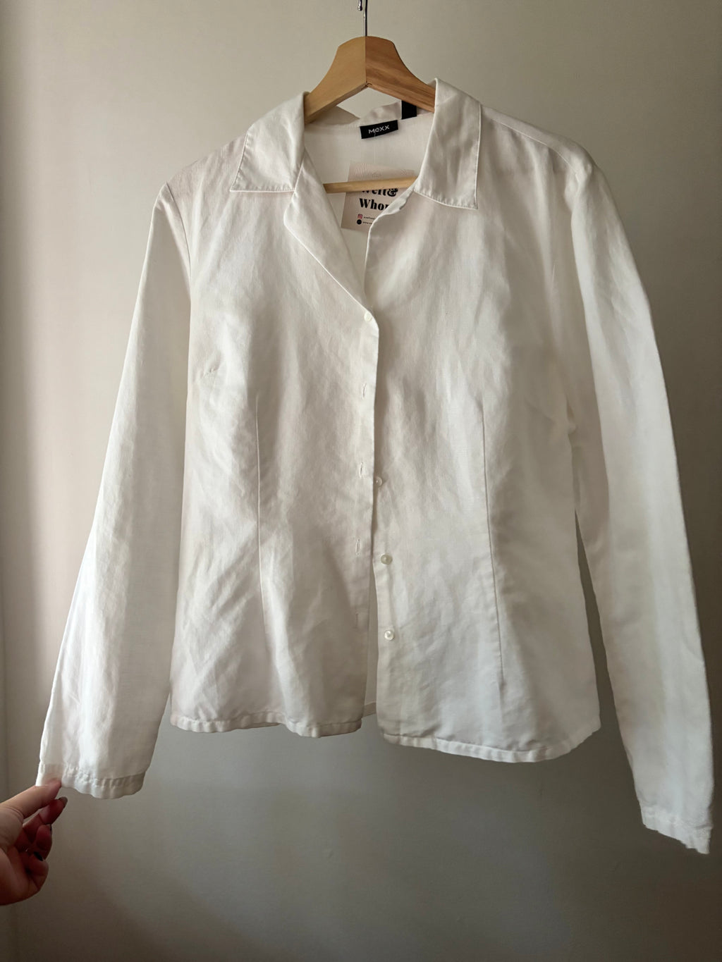 Y2K White Linen & Cotton Blouse
