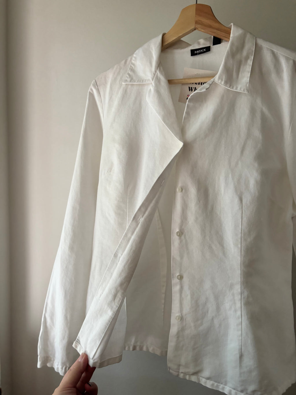 Y2K White Linen & Cotton Blouse